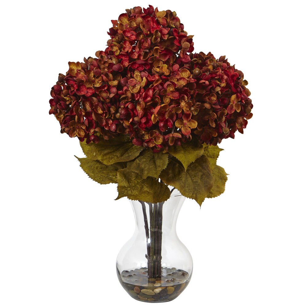 Hydrangea With Vase Silk Flower Arrangement