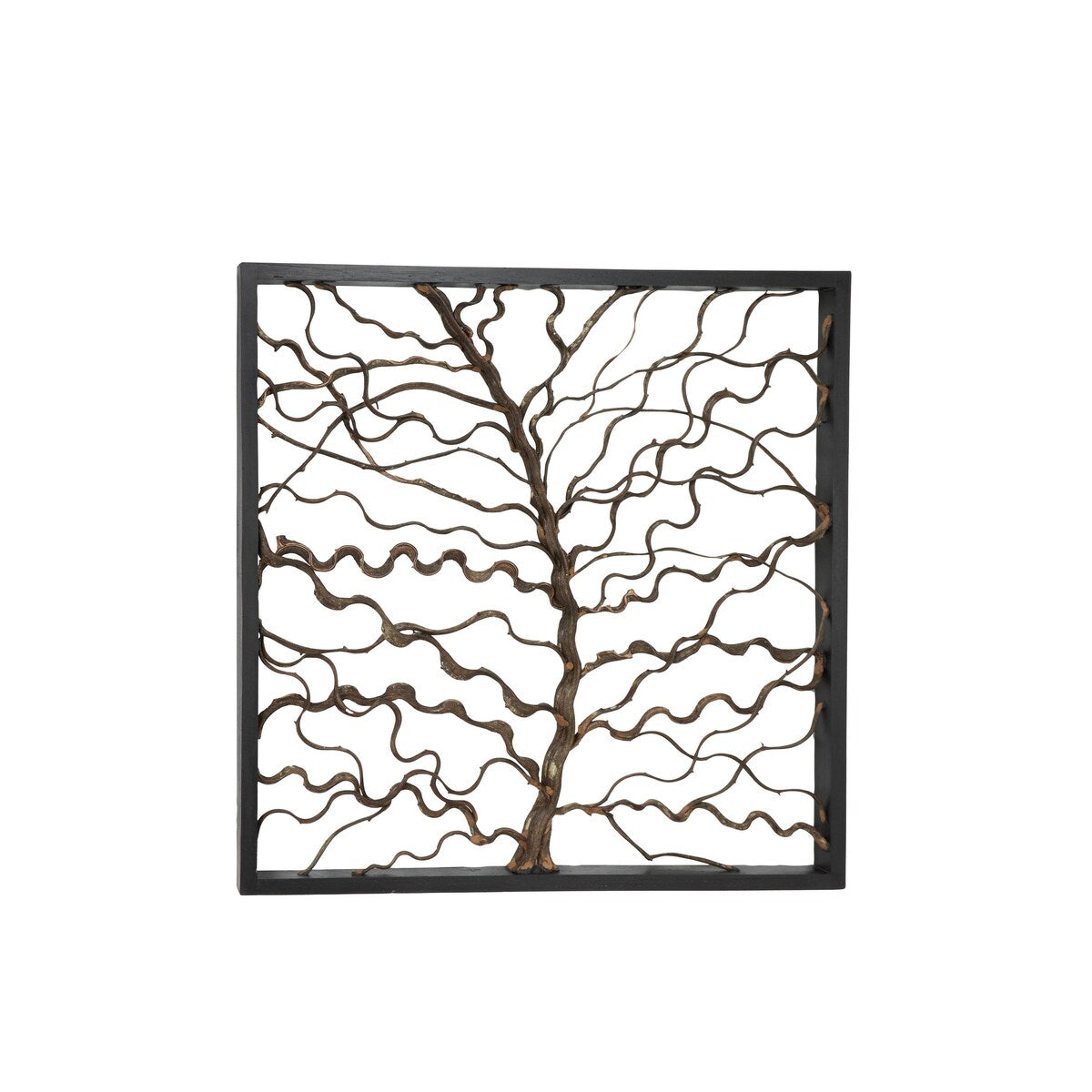 Wood Tree Branch Home Wall Decor with Black Frame - Brown - Roche River Decor