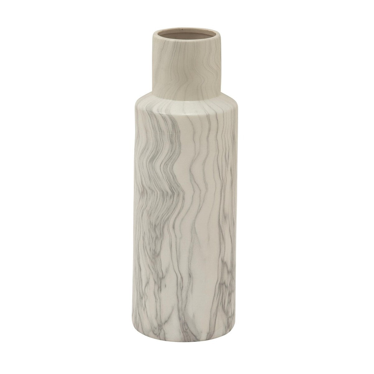 Ceramic Faux Marble Decorative Vase - White - Roche River Decor