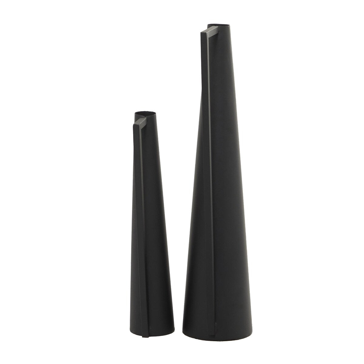 Metal Slim Cone Decorative Vase with Handles - Set of 2 Black, White, Gold, Silver, Dark Gray - CosmoLiving by Cosmopolitan