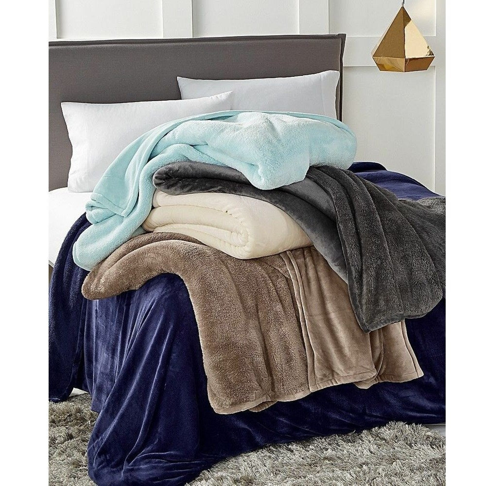 Berkshire Luxe Reversible Plush Full/Queen Blanket Alder - Brown