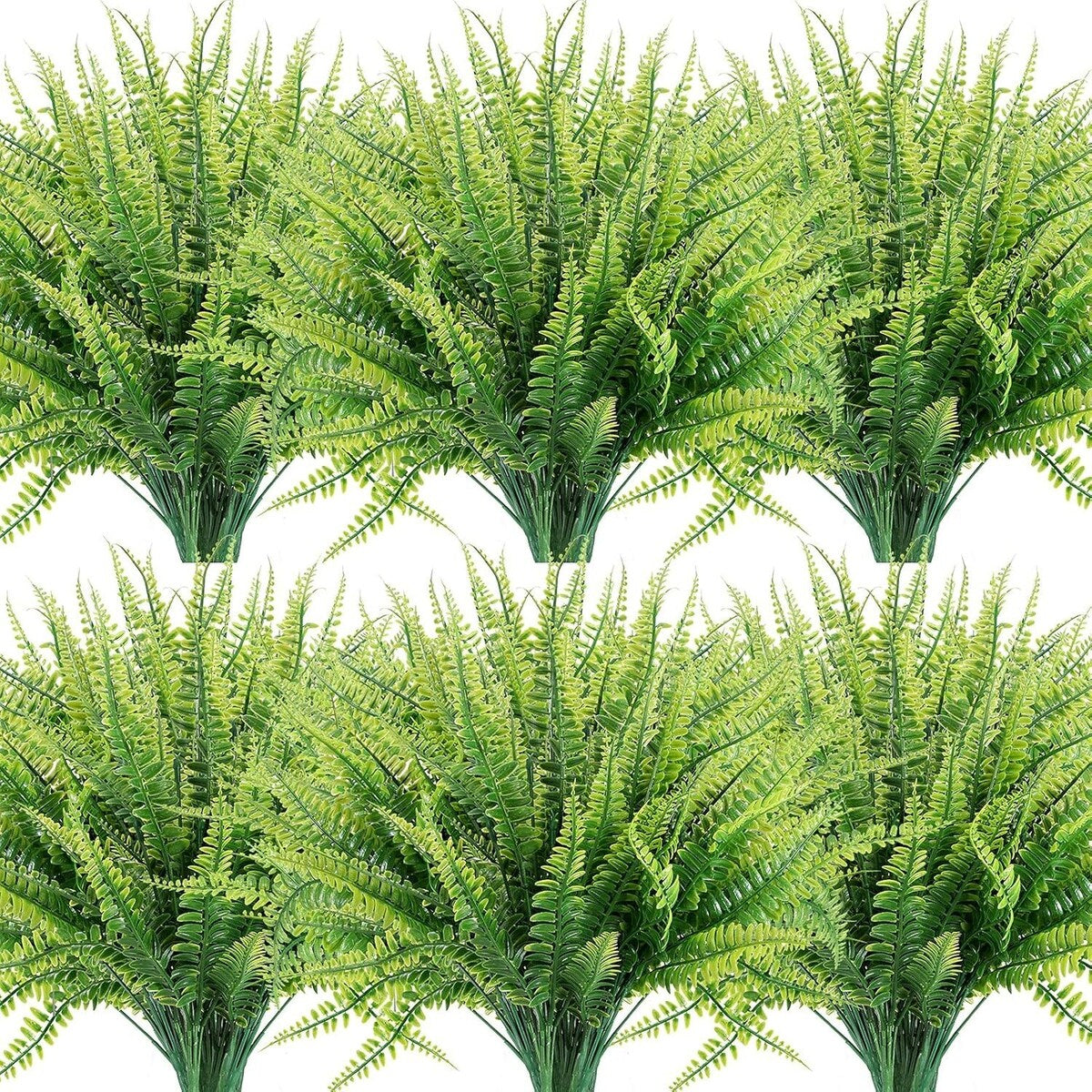 12 Bundles Artificial Plants, Fake Boston Fern Greenery Outdoor