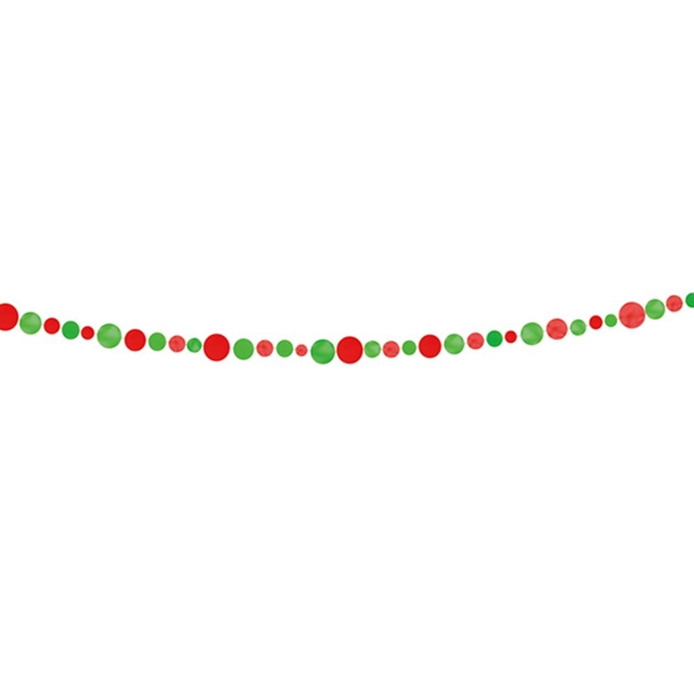 Unique 9 Feet Paper Red & Green Christmas Circle Garland - 14.3 x 11.2 x 4.3