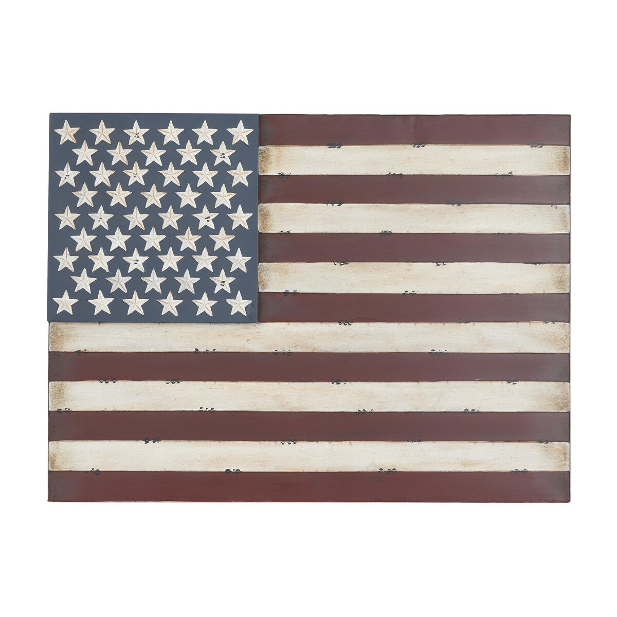 Metal American Flag Indoor Outdoor Home Wall Decor - Red - Roche River Decor