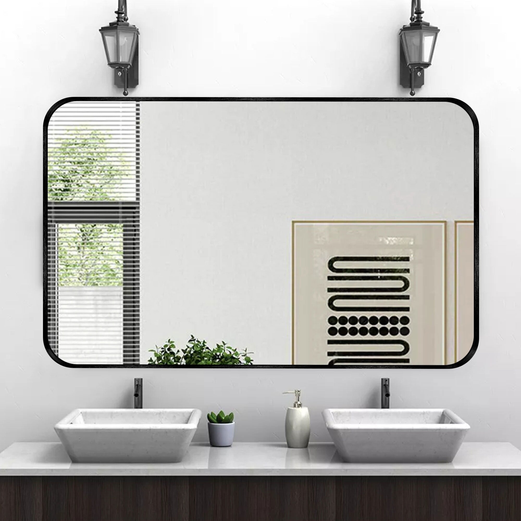 Wall Mount Bathroom Rectangle Vanity Mirror (Horizontal/Vertical)