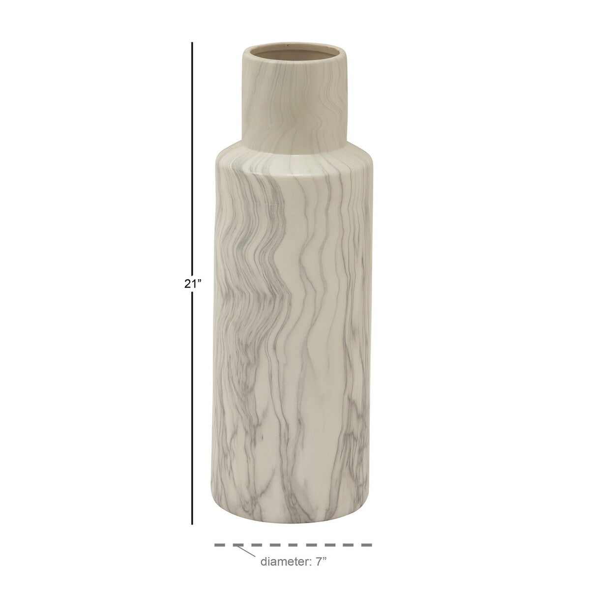 Ceramic Faux Marble Decorative Vase - White - Roche River Decor