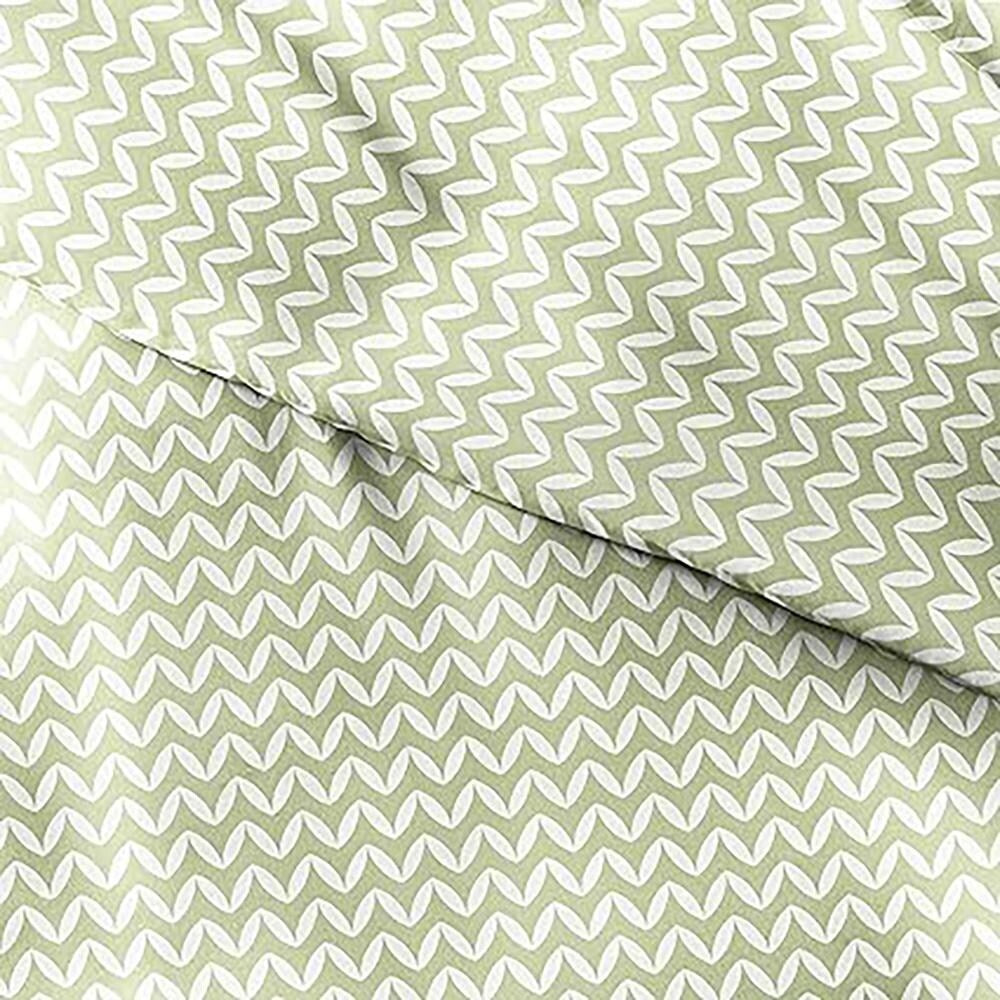 3pc Full/Queen Premium Puffed Chevron Duvet Cover Set Sage