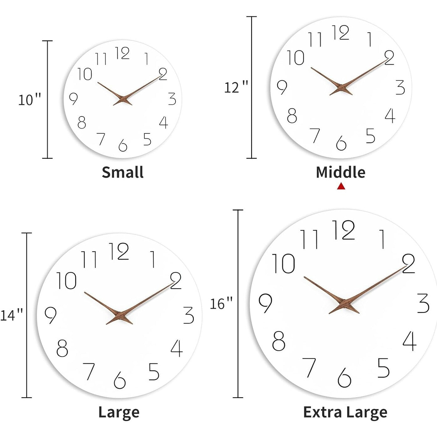 White Silent Non Ticking Wall Clocks Battery Operated