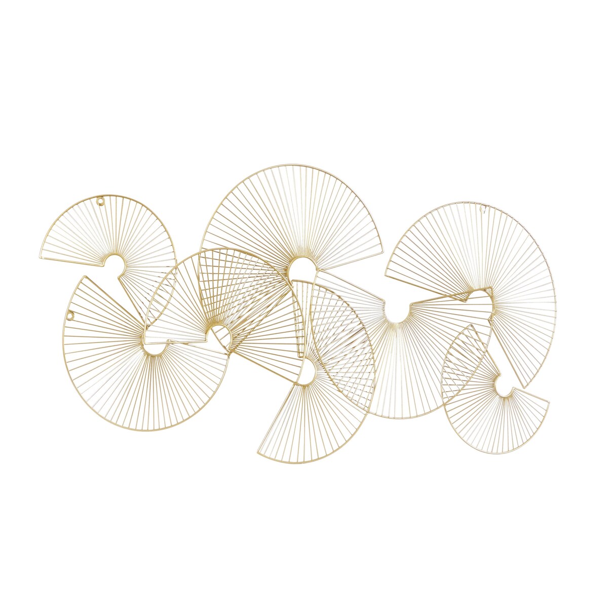 Metal Sunburst Half Moon Overlapping Wire Fan Home Wall Decor - Gold - CosmoLiving by Cosmopolitan