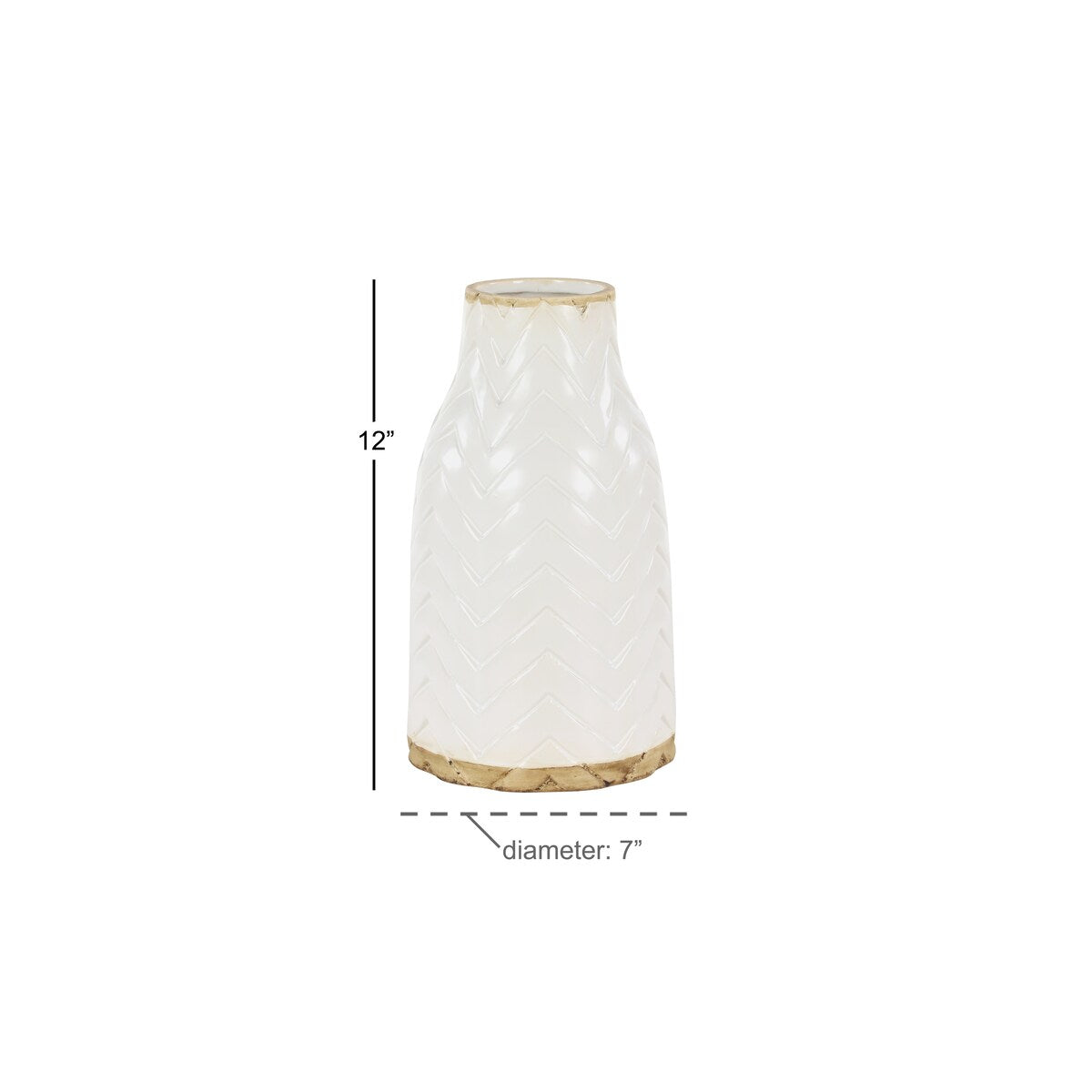 Porcelain Ceramic Decorative Vase with Brown Base - White - Roche River Decor