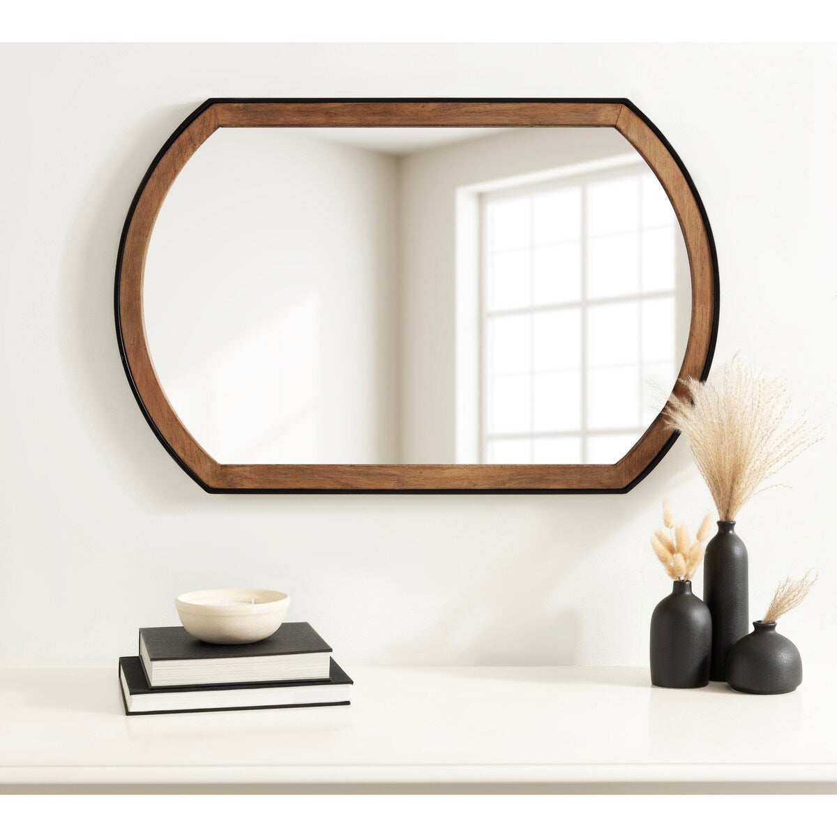 Kate and Laurel Kincaid Wood and Metal Capsule Wall Mirror - 23x34