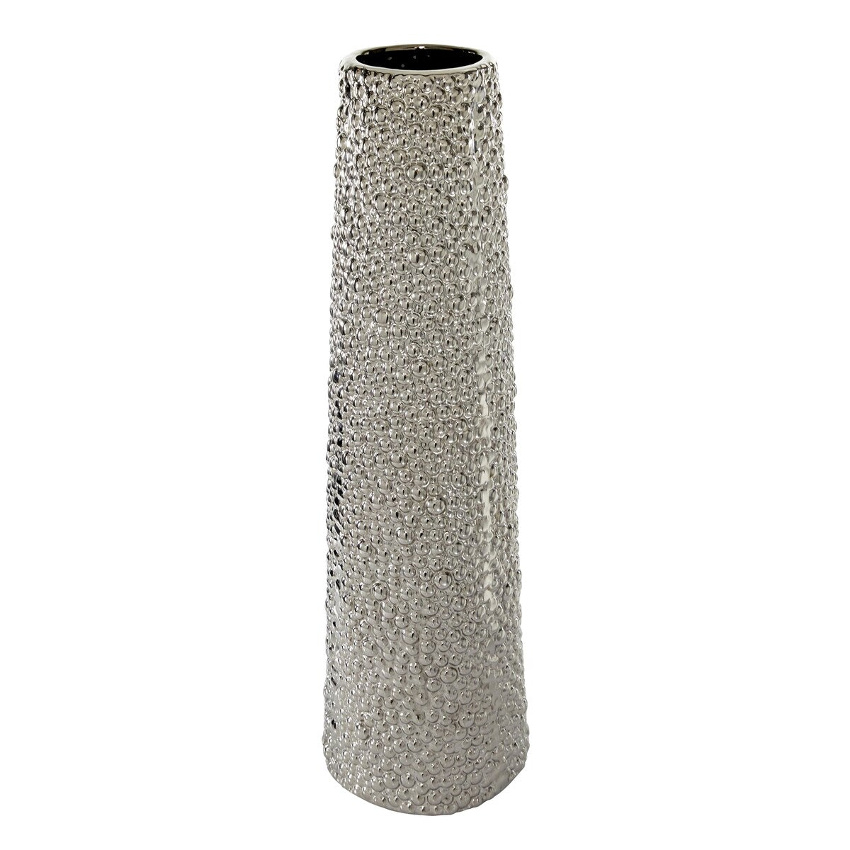 Ceramic Tall Cone Decorative Vase with Bubble Texture - Silver, White, Black, Gold - Roche River Decor