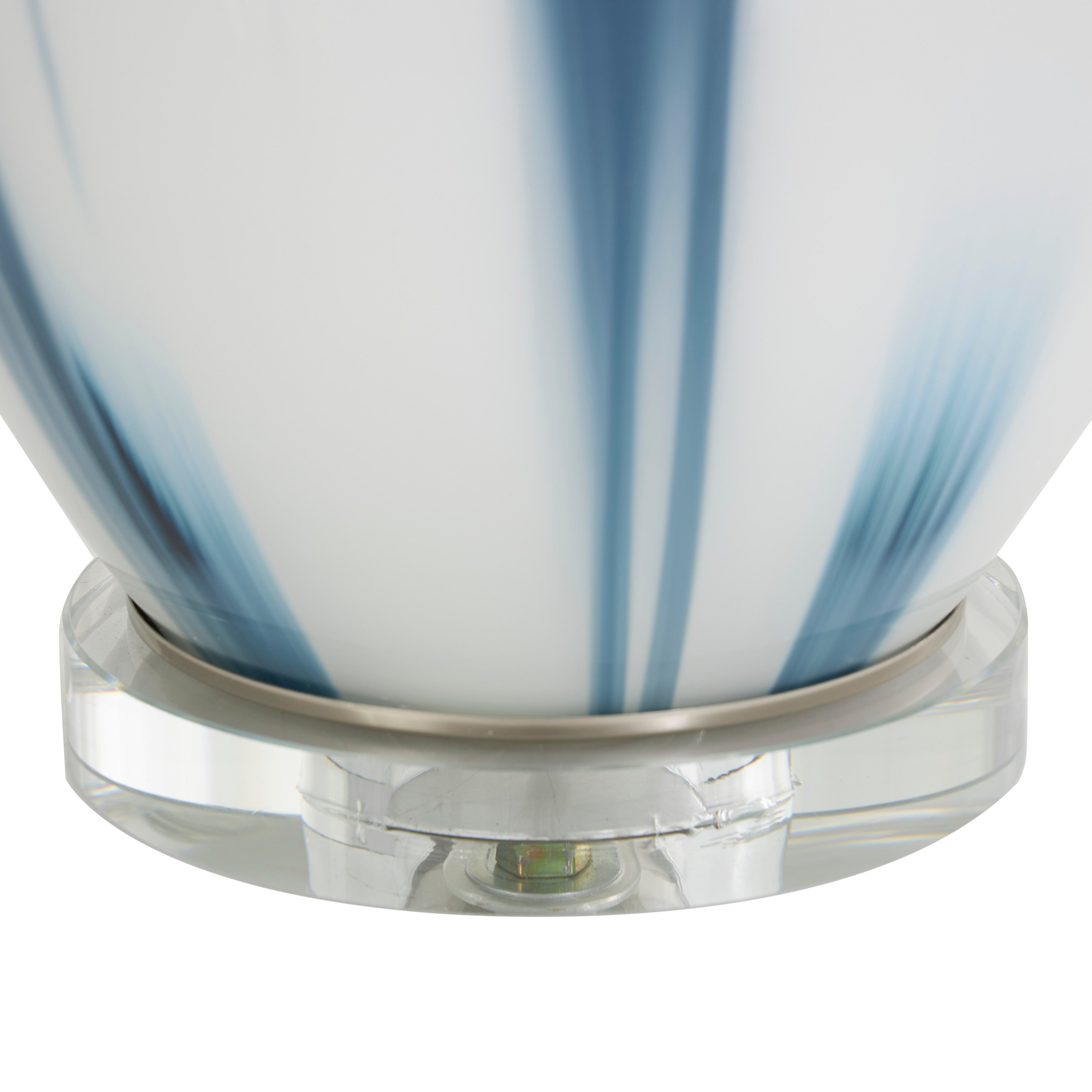 White Glass Abstract Accent Lamp with Blue Drip Splatter Design