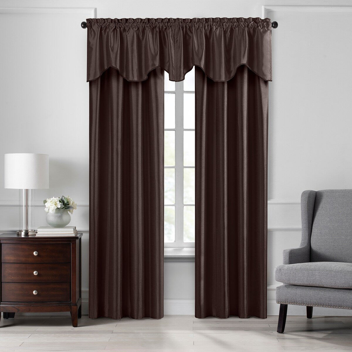 Gracewood Hollow Foster Faux Silk Scalloped Window Valance - 50x21