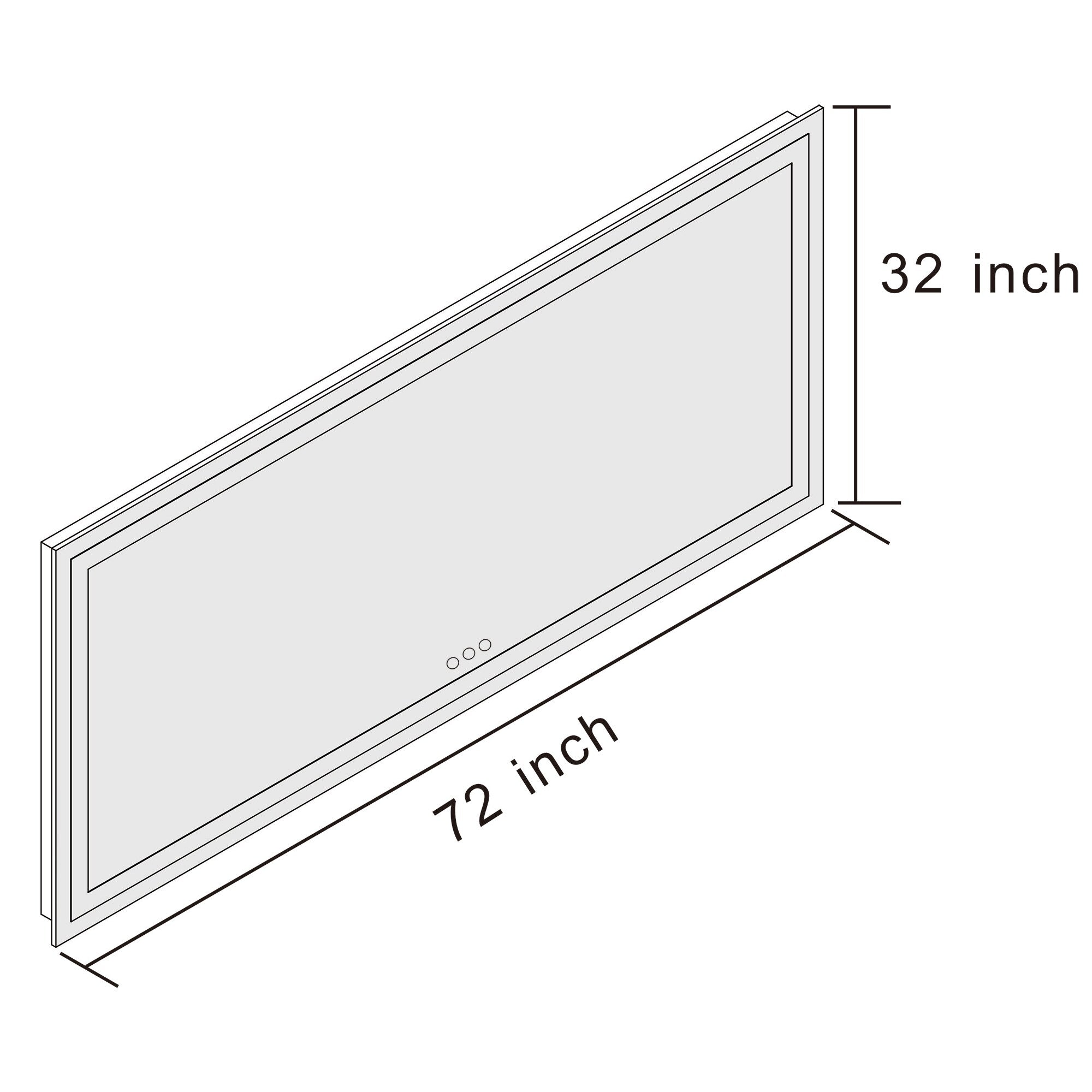 Large Rectangular Frameless Anti-Fog LED Light Wall Mounted Bathroom Vanity Mirror in White - N/A