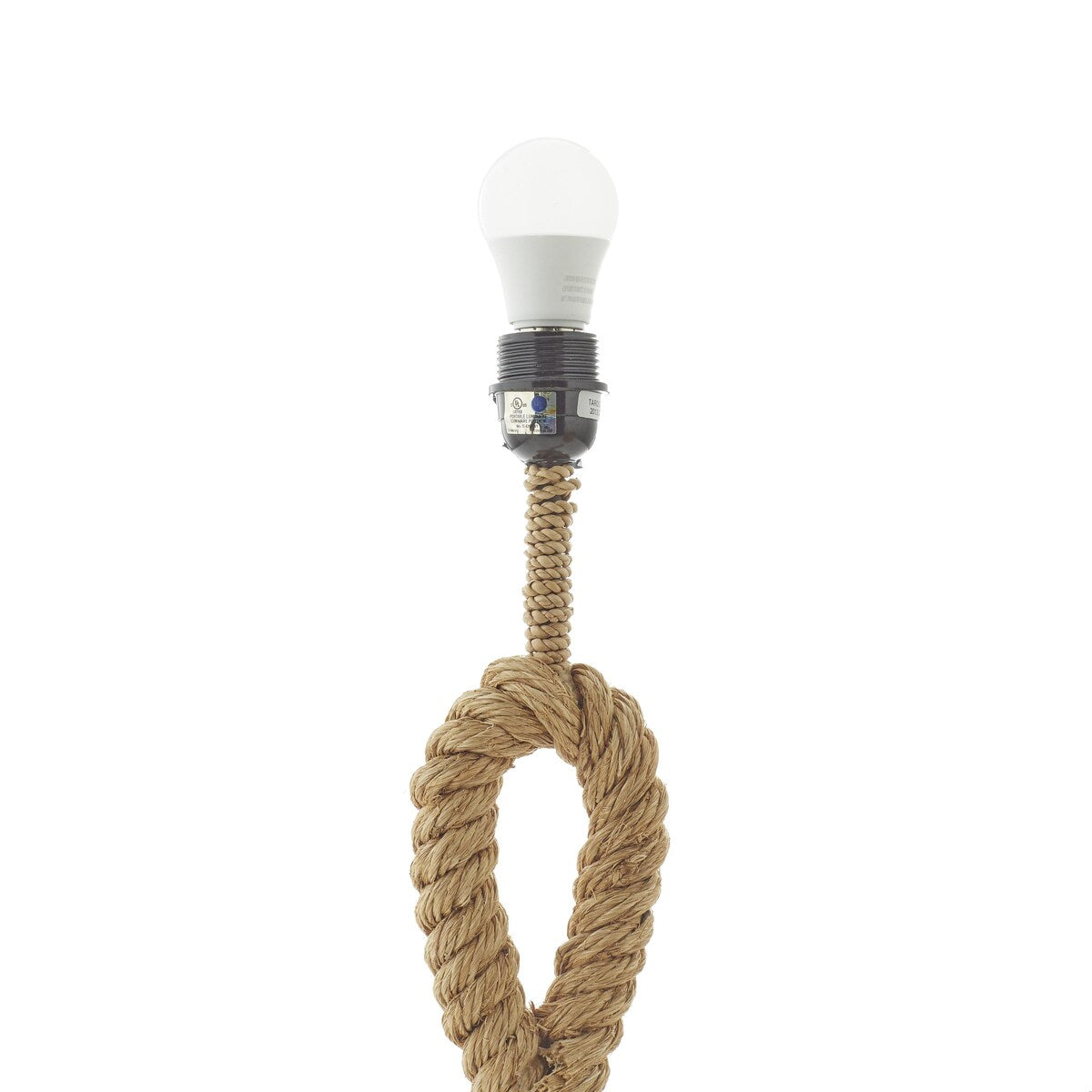 Jute Rope Twisted Rope Room Table Lamp with Linen Shade - Brown - Roche River Decor