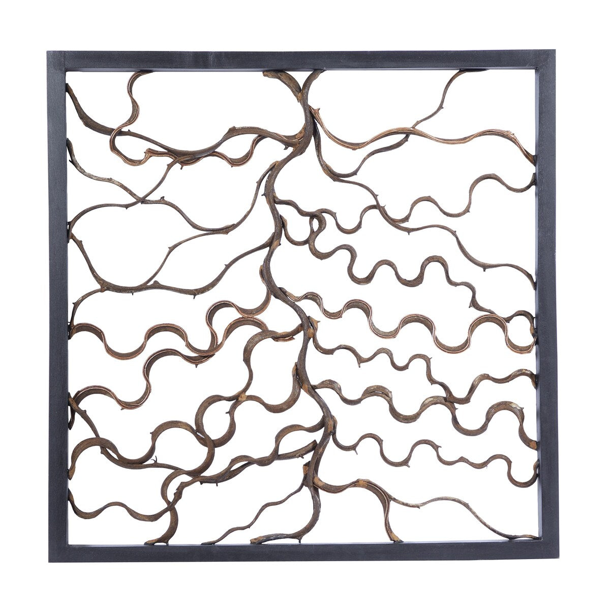 Wood Tree Branch Home Wall Decor with Black Frame - Brown - Roche River Decor