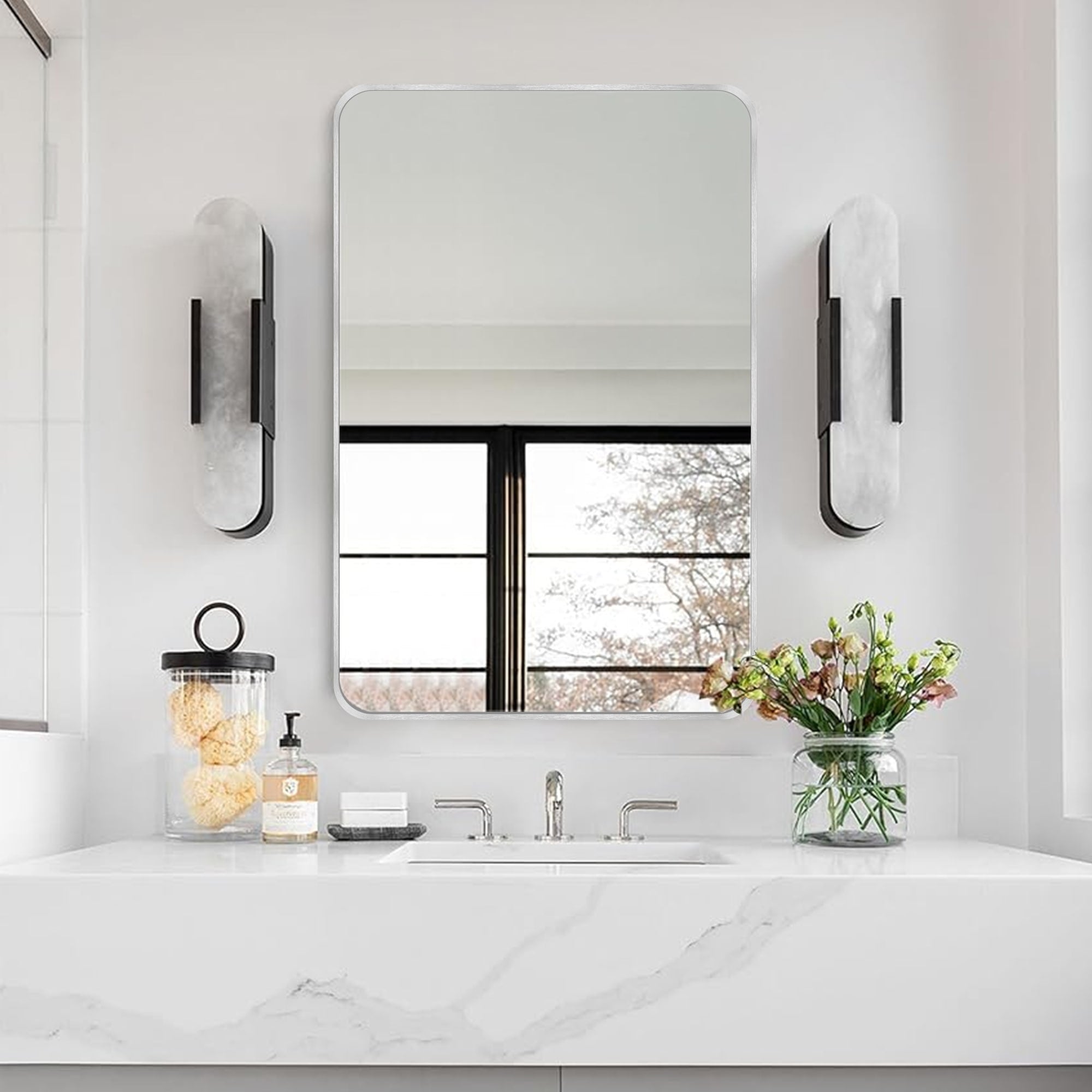 Wall Mount Bathroom Rectangle Vanity Mirror (Horizontal/Vertical)