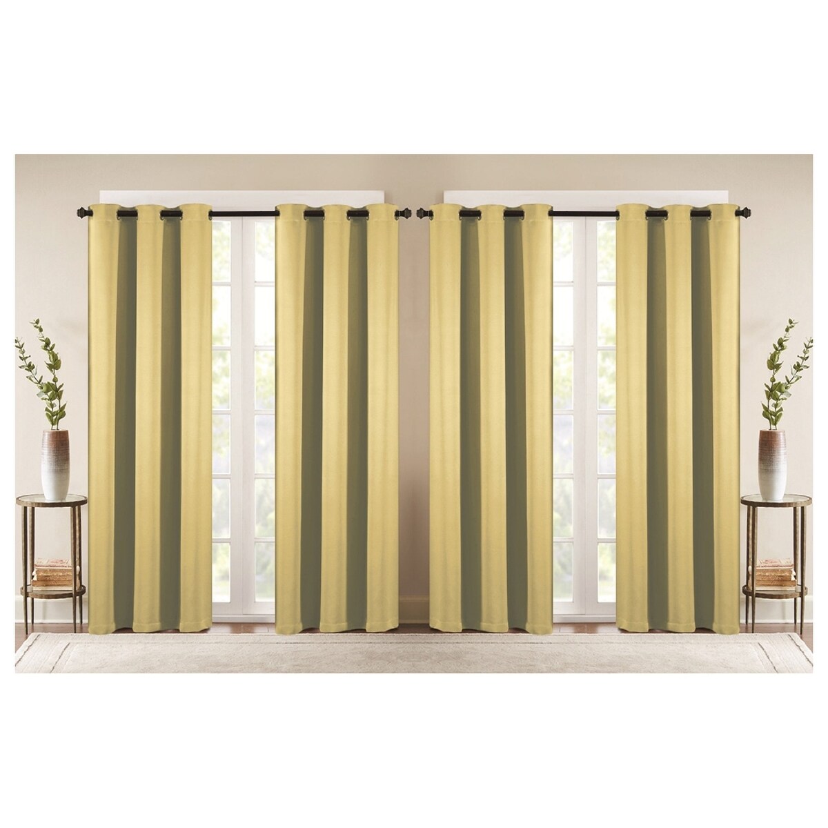 J&V Textiles 4 Panels Room Darkening Thermal Insulated Blackout Grommet Window Curtain Panels for Living Room - 38X84