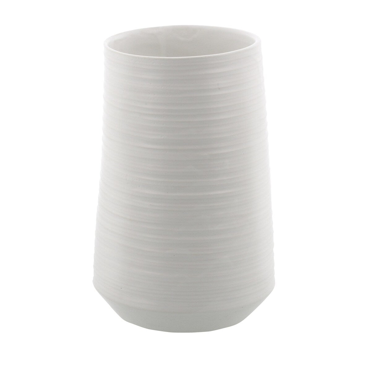 Porcelain Ceramic Ribbed Decorative Vase - White - CosmoLiving by Cosmopolitan