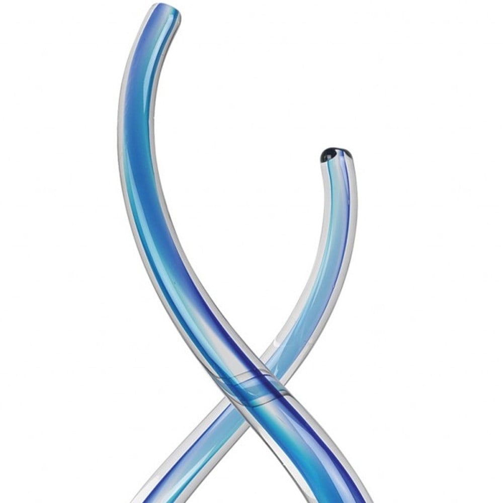 HomeRoots 14 Clear and Blue Murano Glass Modern Abstract Tabletop Sculpture