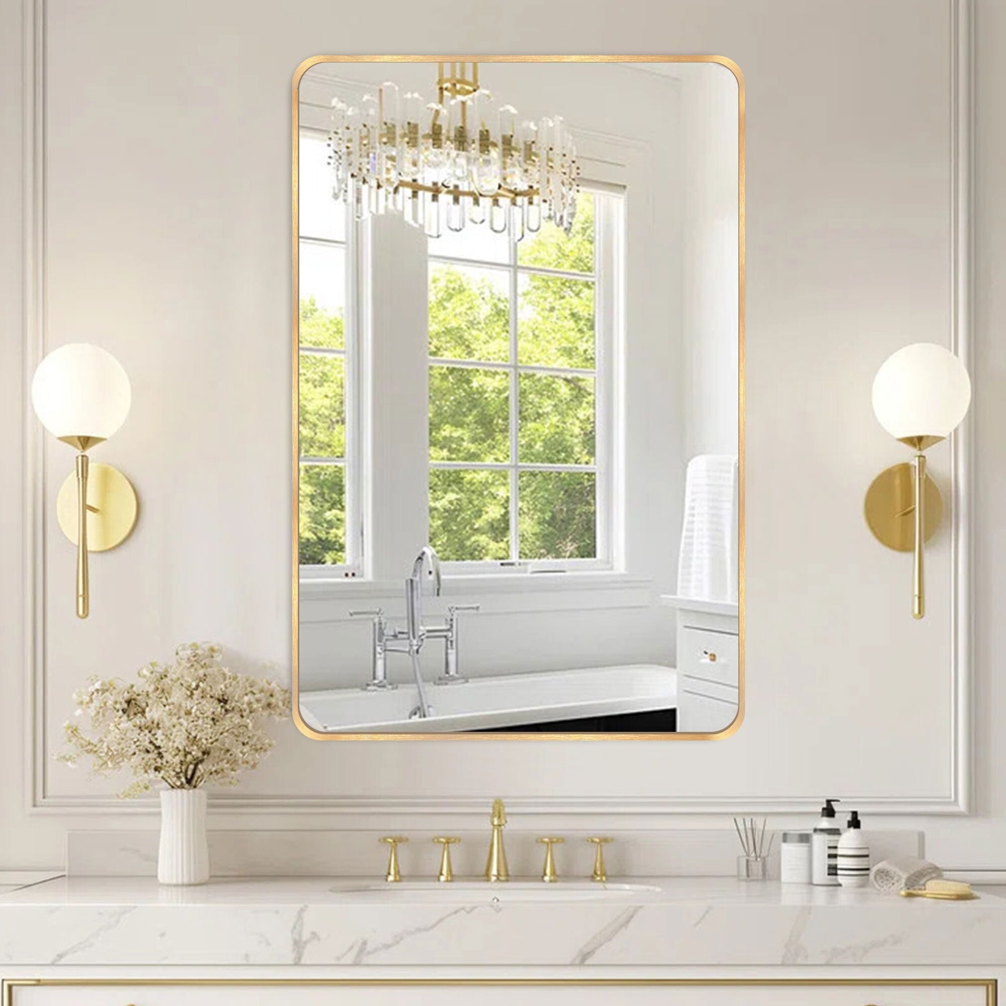 Wall Mount Bathroom Rectangle Vanity Mirror (Horizontal/Vertical)