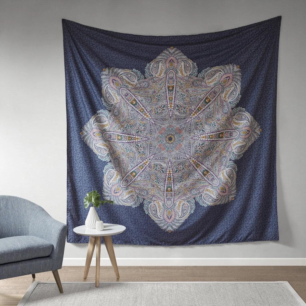 Intelligent Design Genny 90 Printed Wall Tapestry Navy - 90 x 90