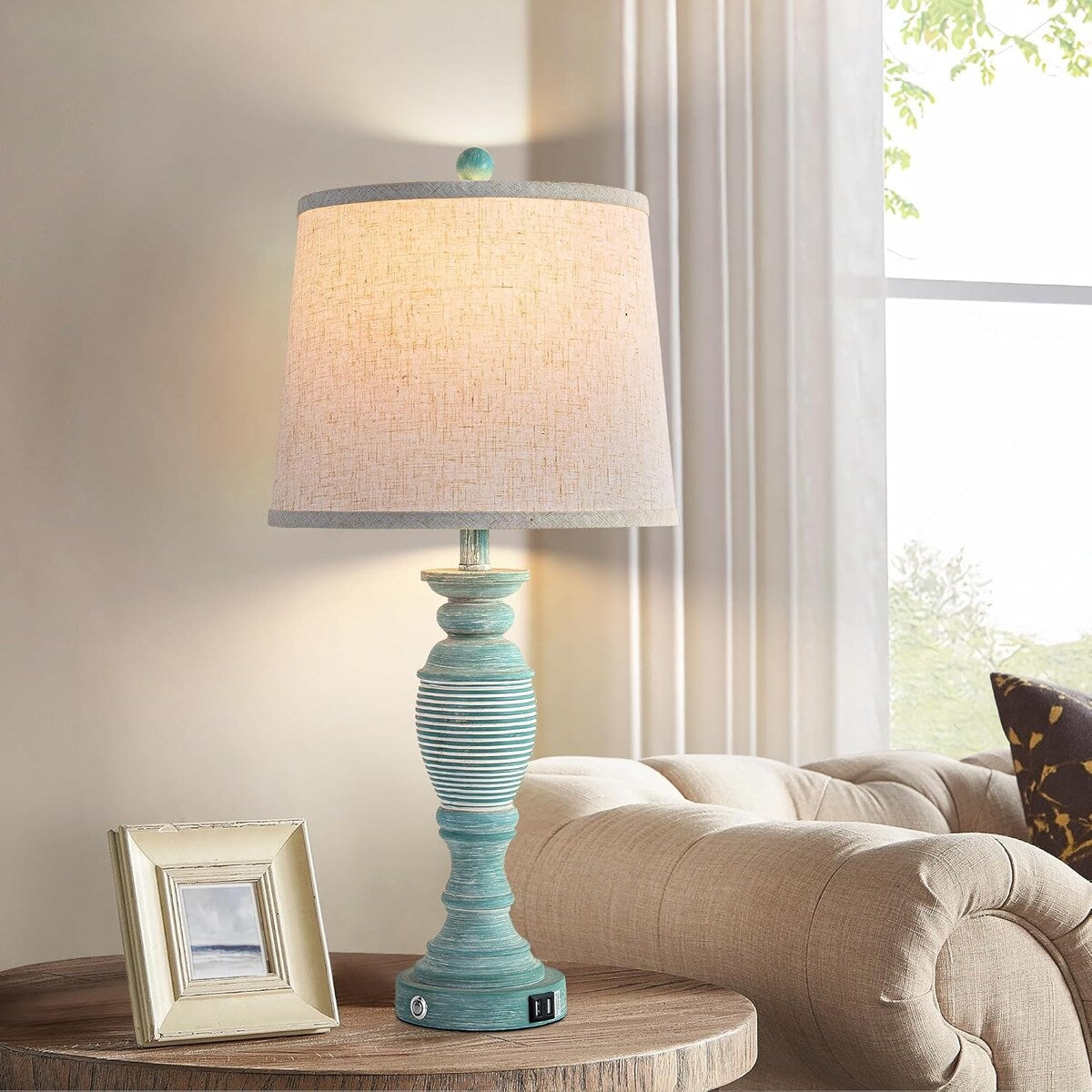 Farmhouse Table Lamps Set of 2, 3 Way Dimmable