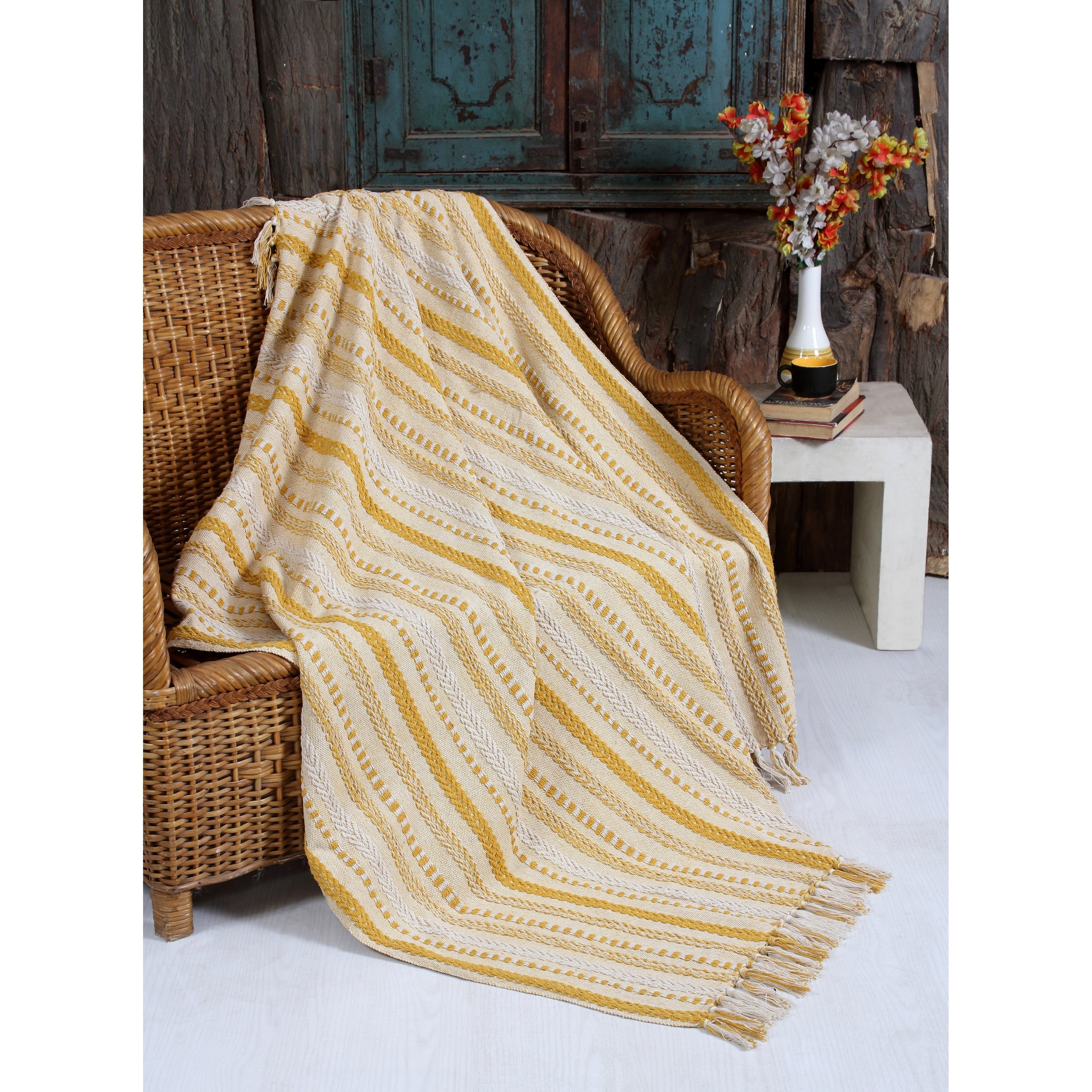 Premium Cotton Cozy Throw Blanket with Tassels - 50x60 Inches, All-Season Comfort