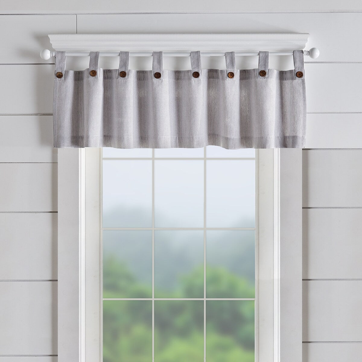 Tucker Ticking Stripe Kitchen Curtain Valance - 60w x 15l - 60w x 15l