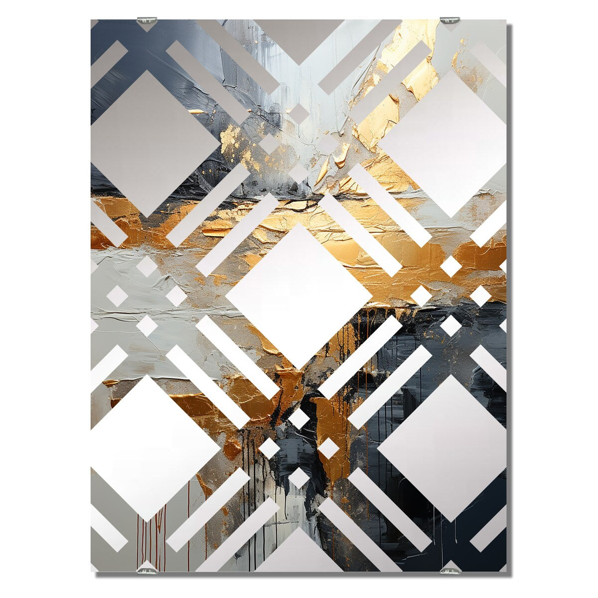 Designart Gold And Grey Modern Liquid Shapes I Abstract Modern Shapes Mirror Gold - Modern Mirror Wall Art Decor