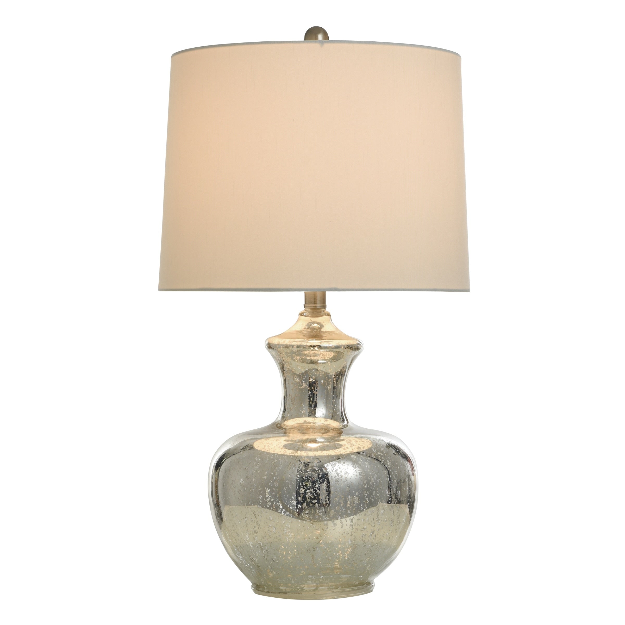 StyleCraft Mercury Glass Silver Mercury Table Lamp - Off White Shade