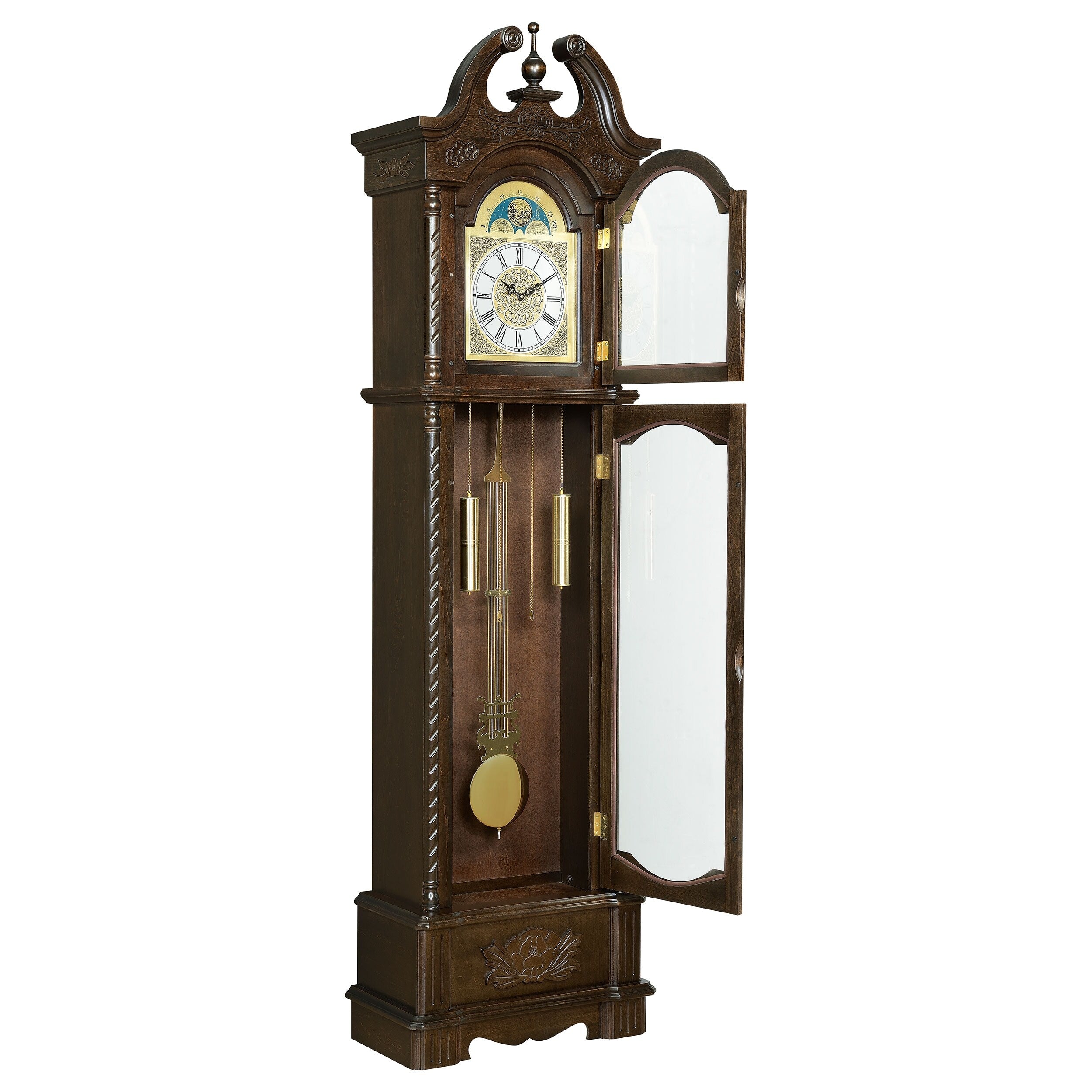 Cedric Golden Brown and Gold Grandfather Clock with Chime