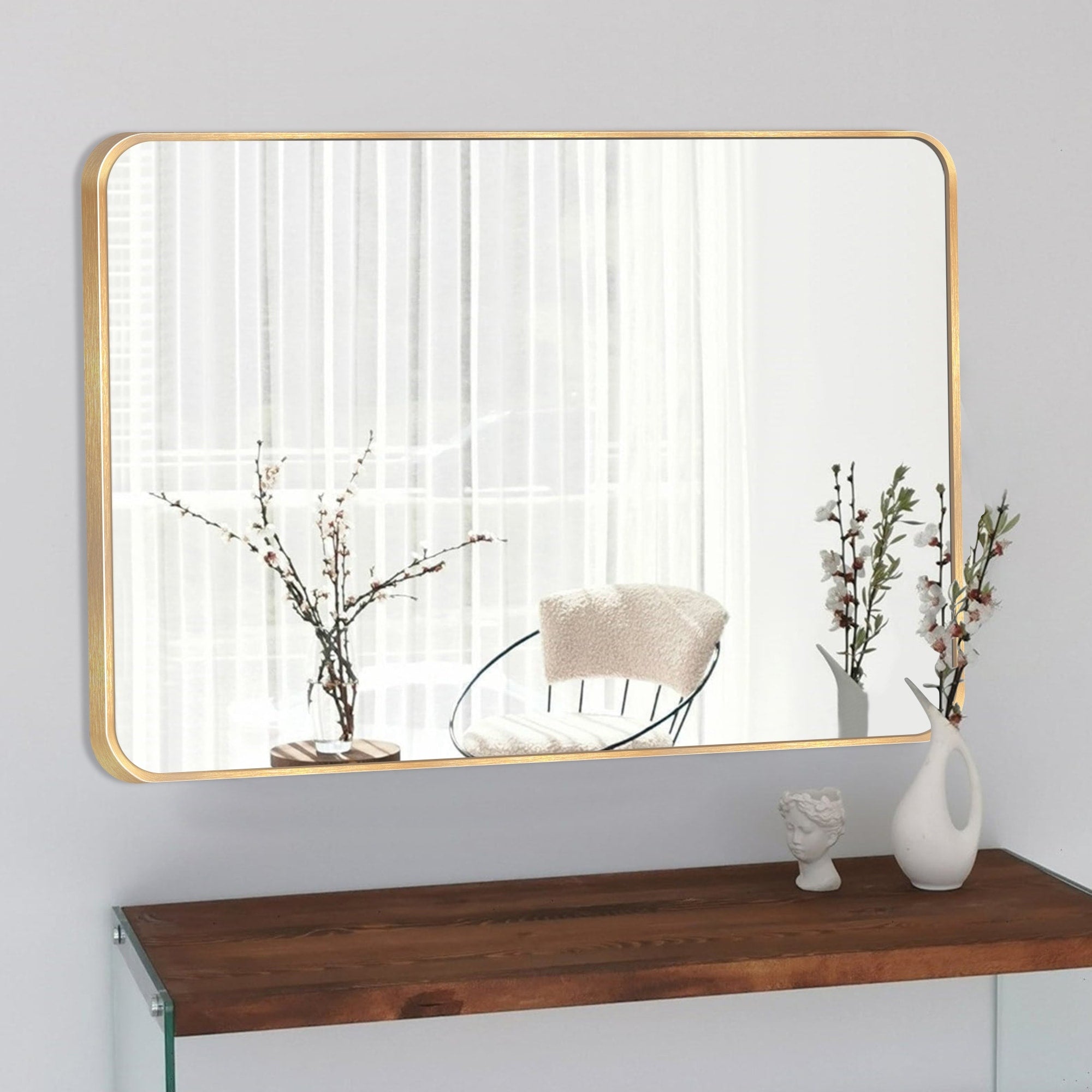 Wall Mount Bathroom Rectangle Vanity Mirror (Horizontal/Vertical)