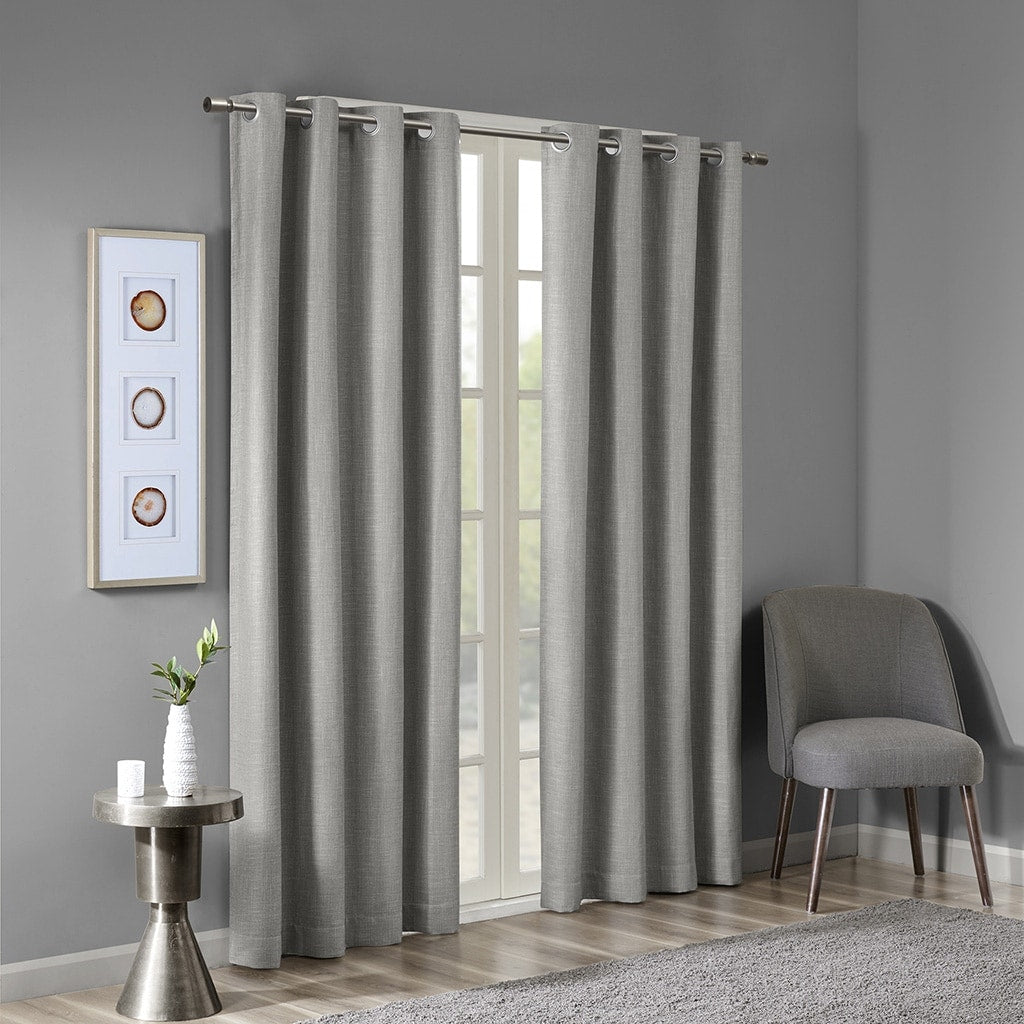 Printed Heathered Blackout Grommet Top Curtain Panel