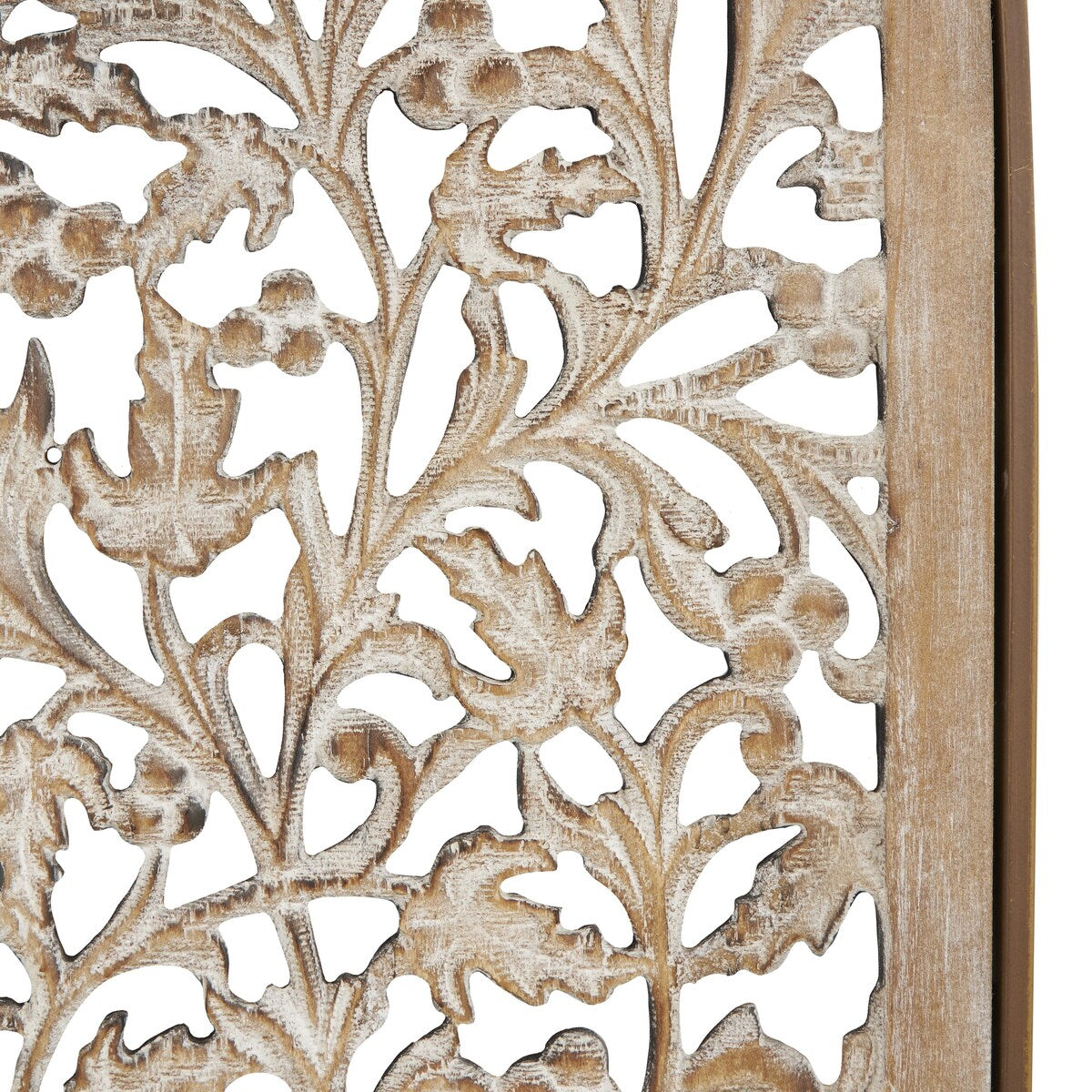 Wooden Floral Handmade Arched Home Wall Decor with Intricate Carvings - Set of 2 Brown - Roche River Decor