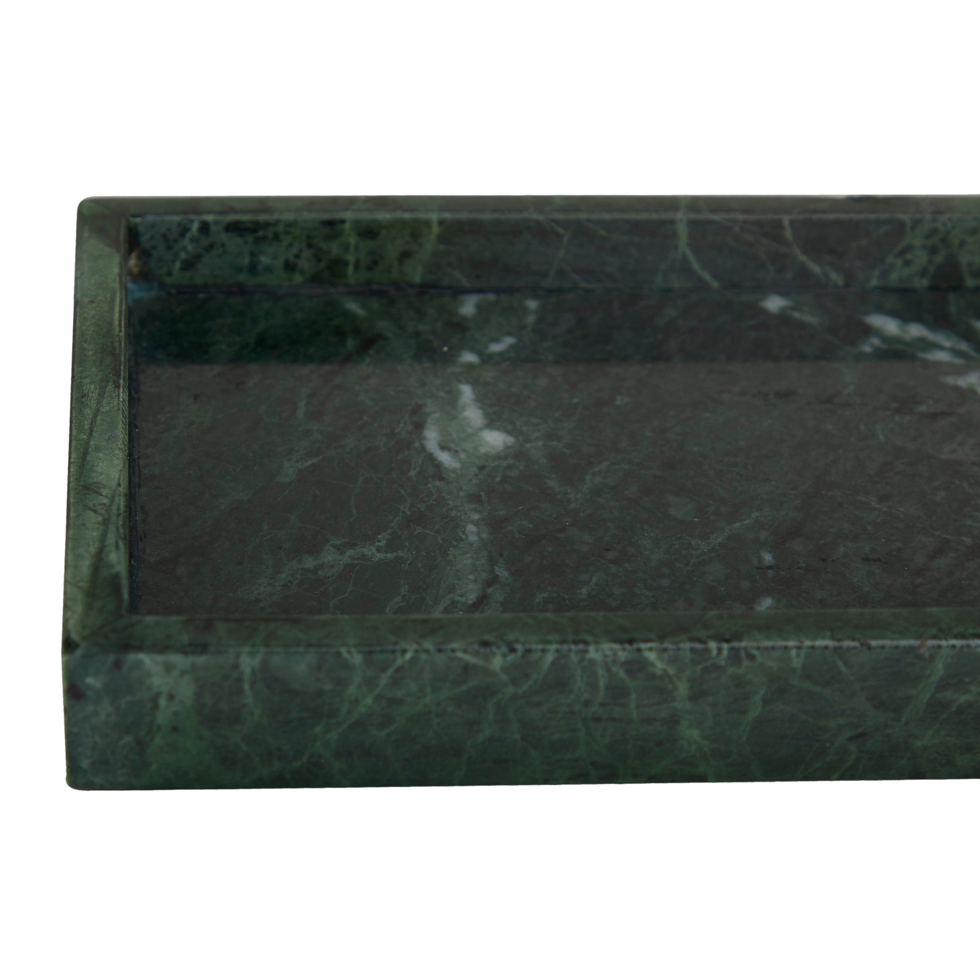 CosmoLiving by Cosmopolitan Marble Tray with Raised Border (Set of 2) - White, Black, Green