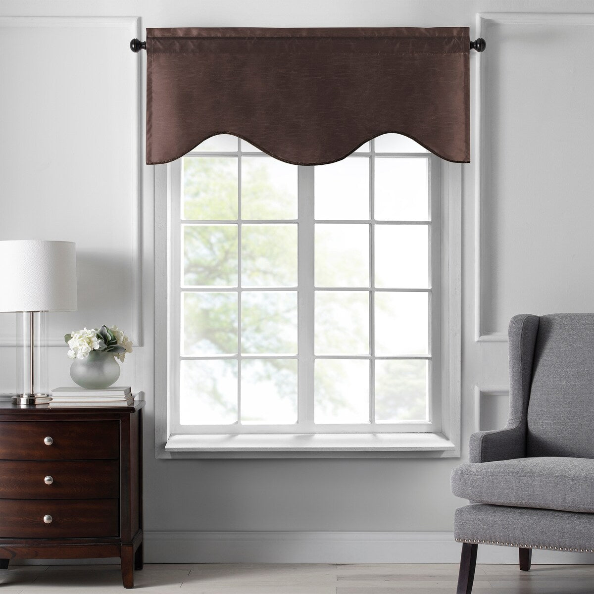 Gracewood Hollow Foster Faux Silk Scalloped Window Valance - 50x21