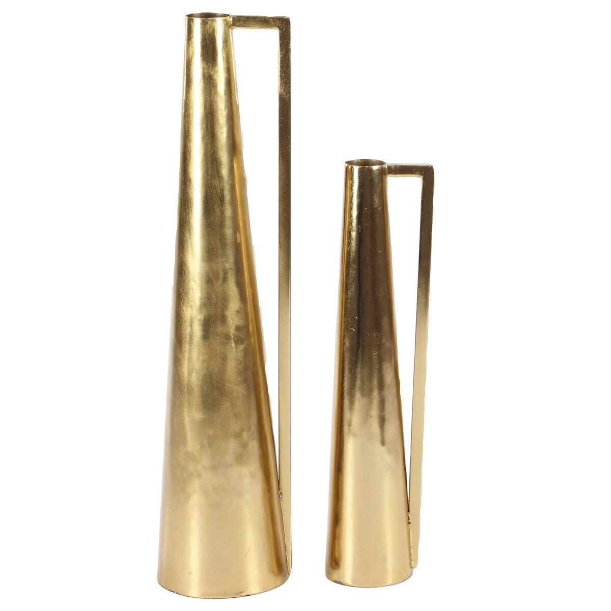 Metal Slim Cone Decorative Vase with Handles - Set of 2 Black, White, Gold, Silver, Dark Gray - CosmoLiving by Cosmopolitan