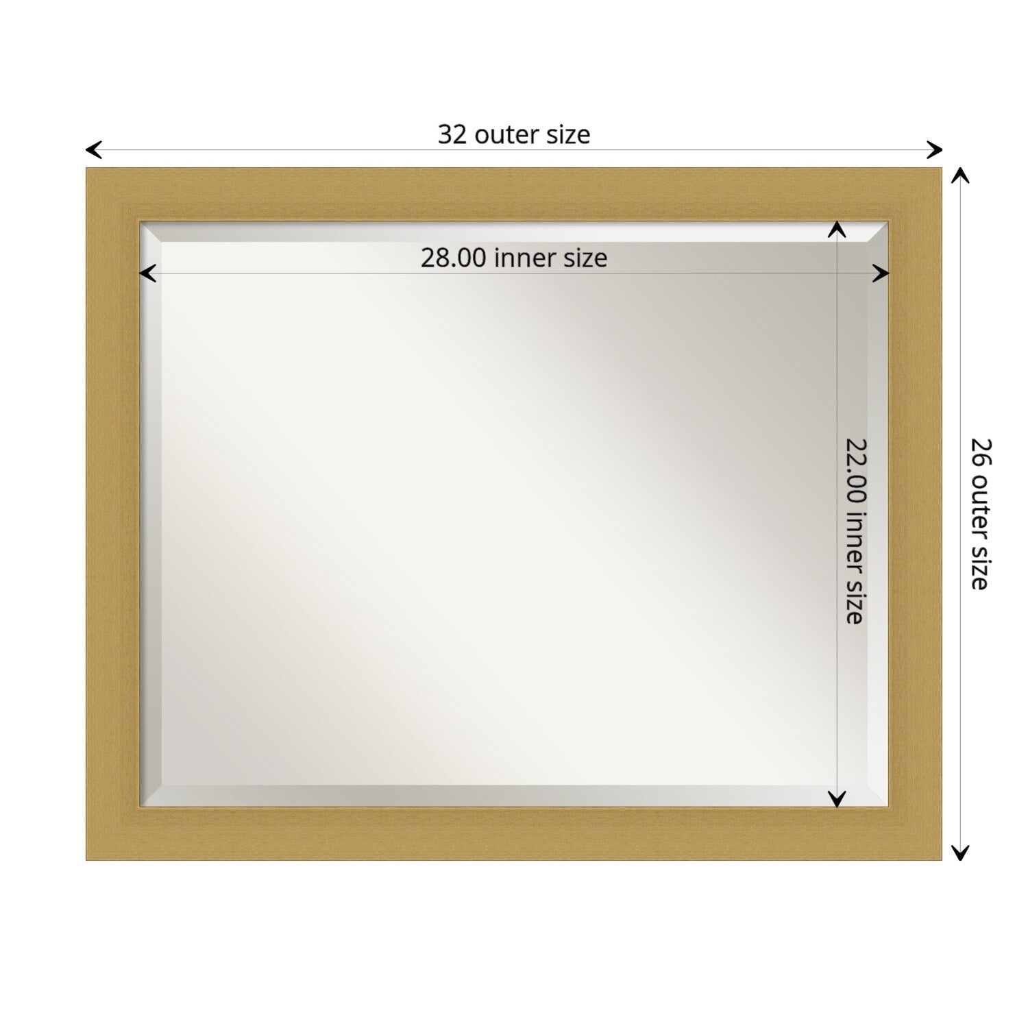 Beveled Bathroom Wall Mirror - Grace Brushed Narrow Frame