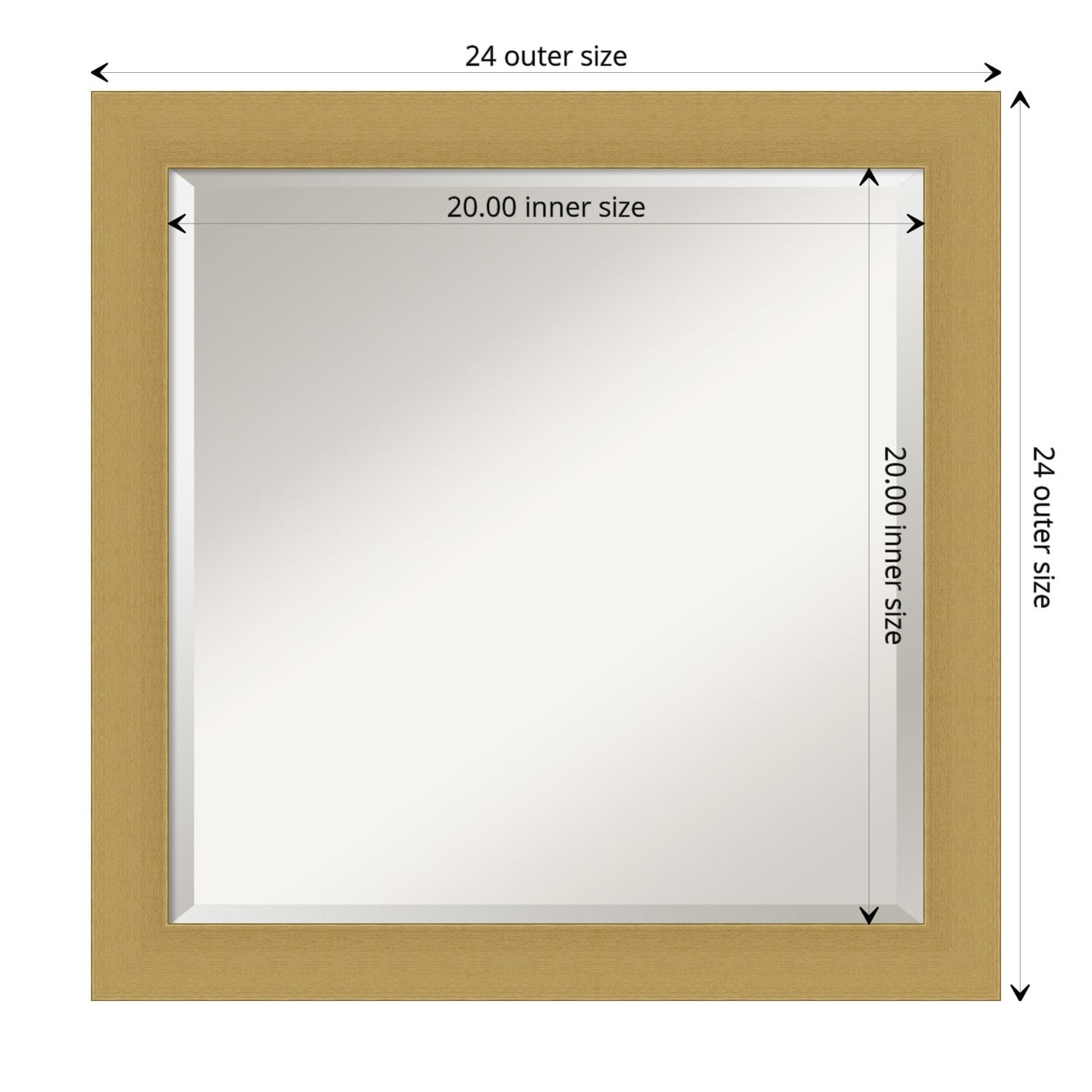 Beveled Bathroom Wall Mirror - Grace Brushed Narrow Frame