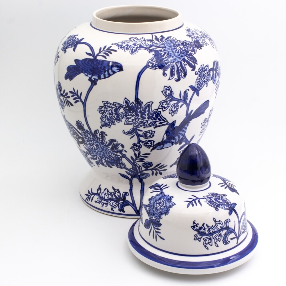 Euro Ceramica Blue Garden Ginger Jar