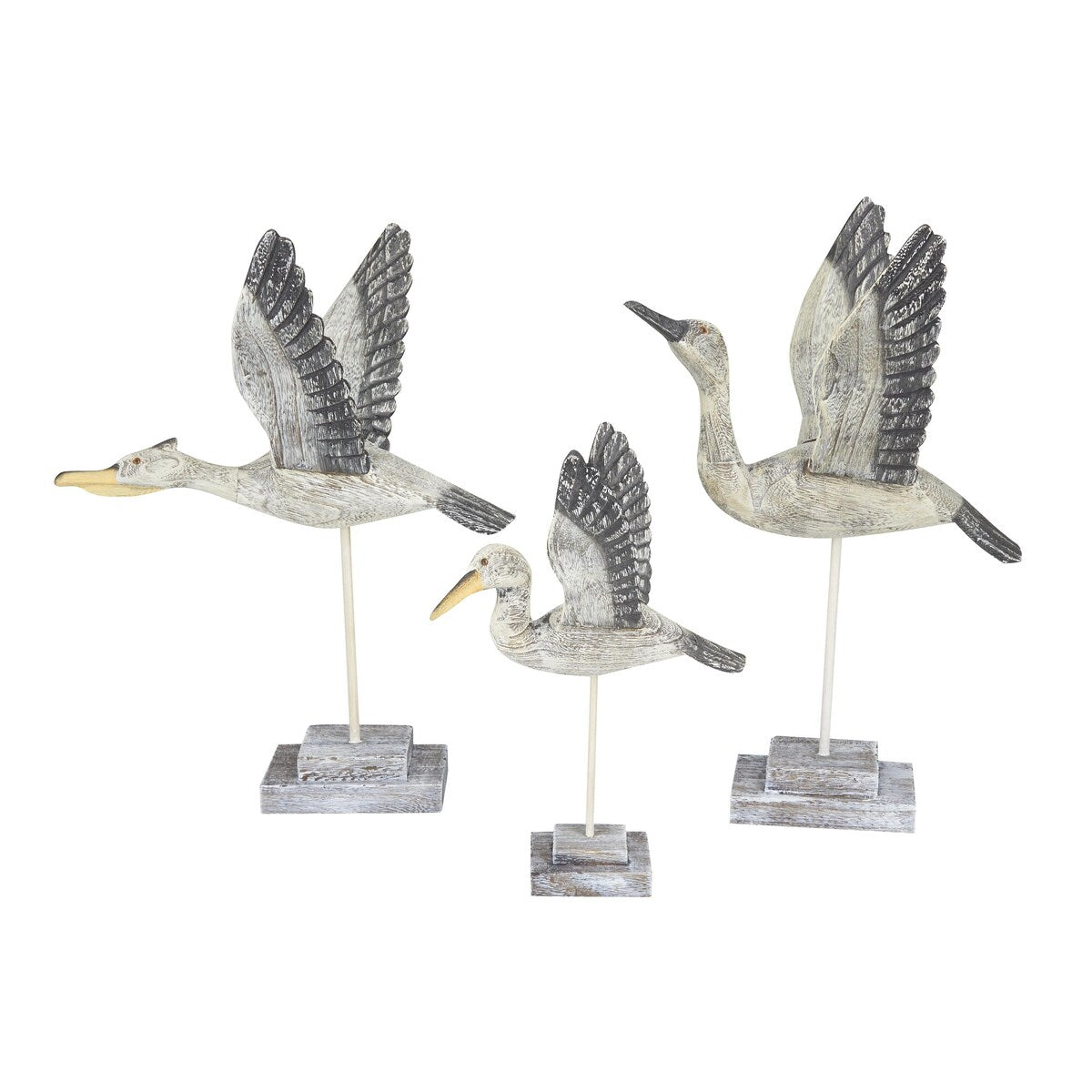 Wood Bird Handmade Decorative Sculpture - Set of 3 Blue - Roche River Decor