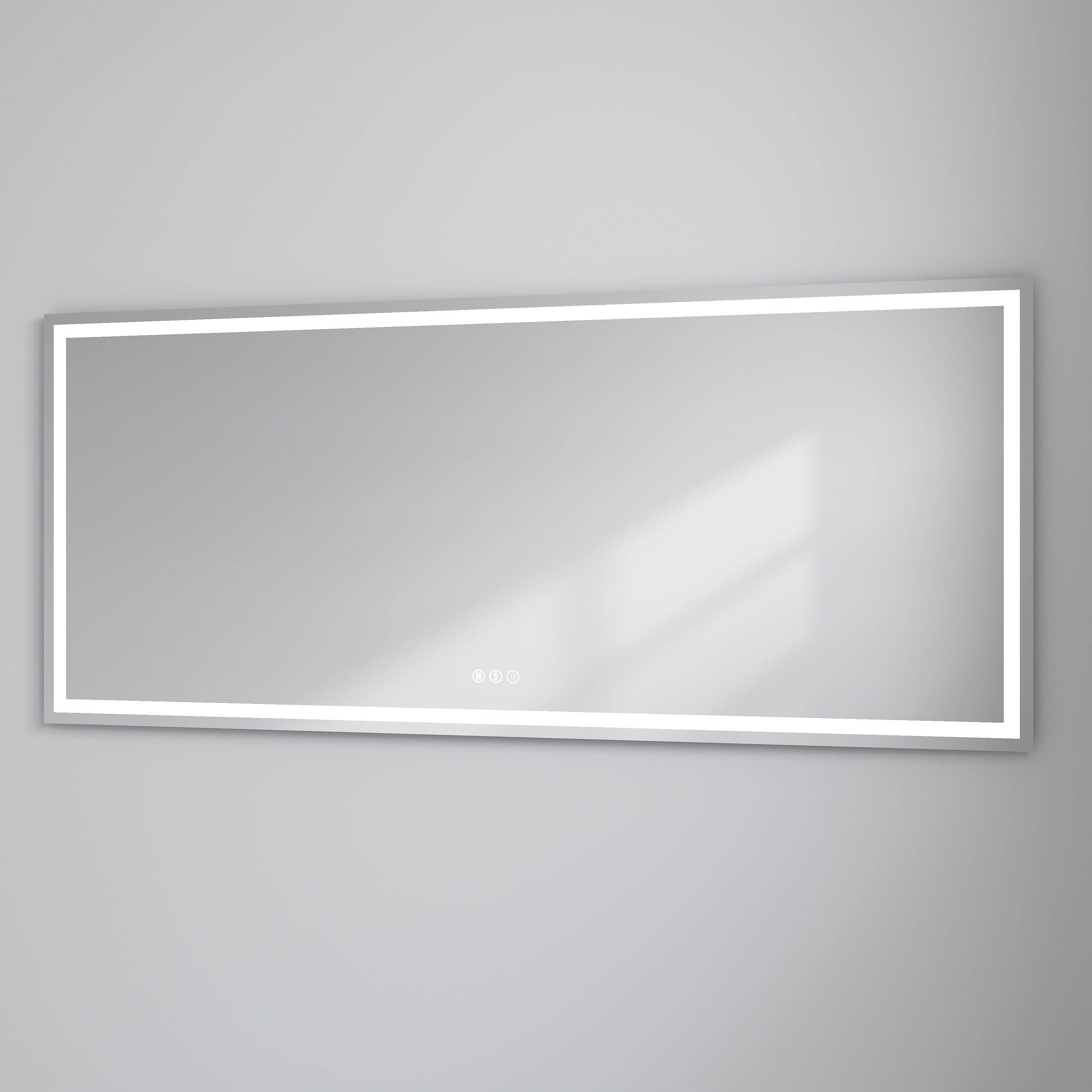 Large Rectangular Frameless Anti-Fog LED Light Wall Mounted Bathroom Vanity Mirror in White - N/A