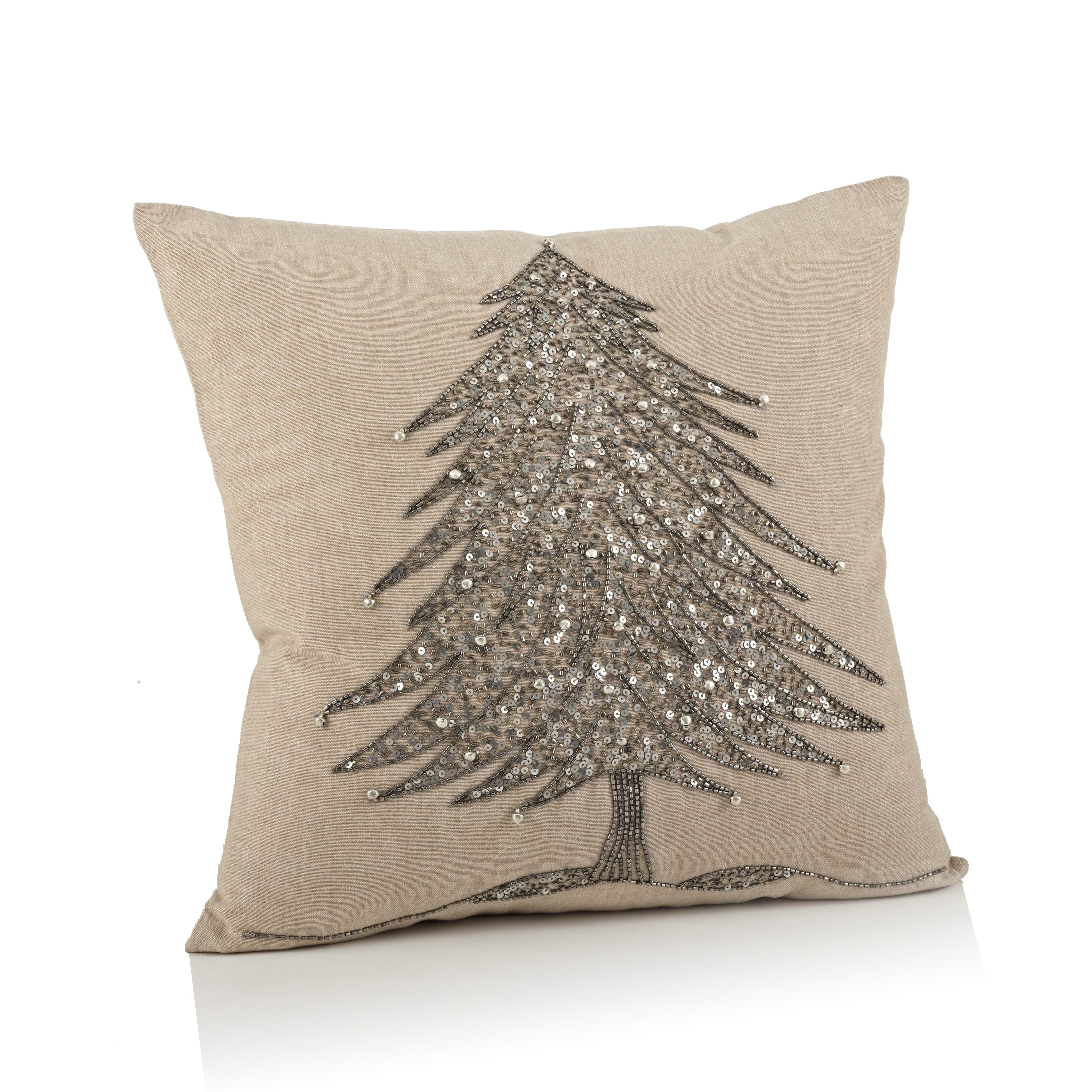 Beaded Xmas Tree Design Pillow