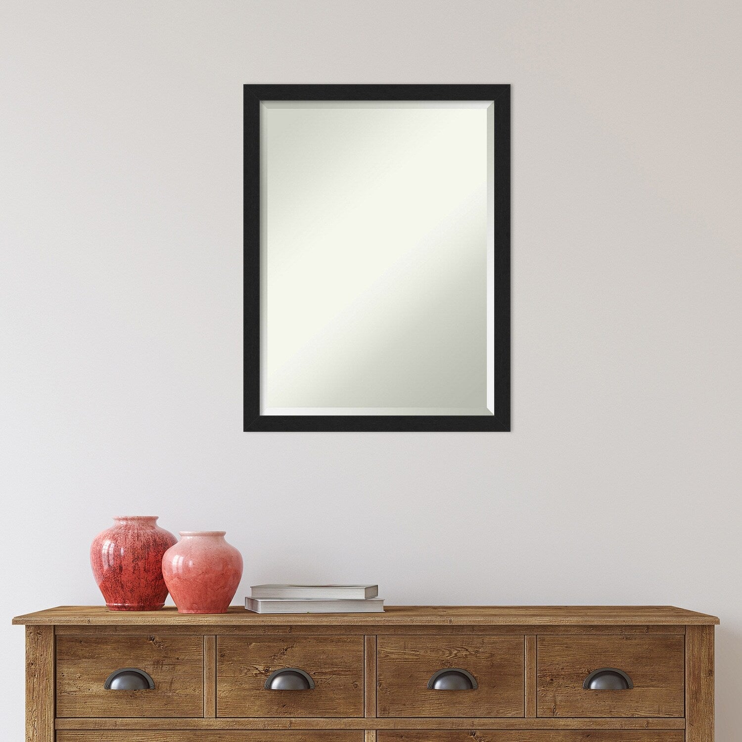 Beveled Bathroom Wall Mirror - Grace Brushed Narrow Frame