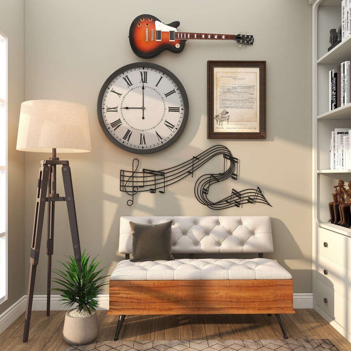 Metal Musical Notes Home Wall Decor - Black - Roche River Decor