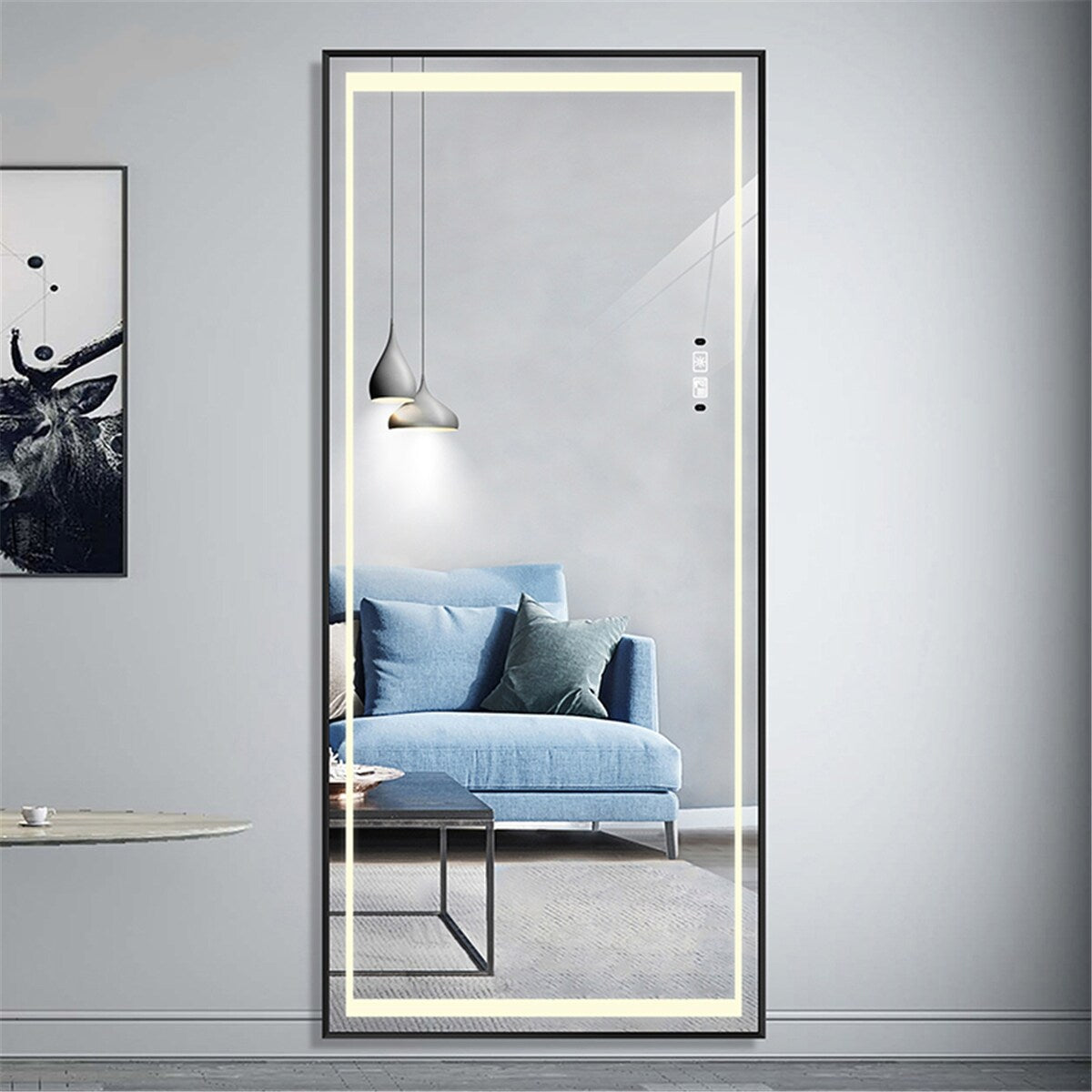 Full Length Mirrors Intelligent Human Body Induction Mirror LED Aluminum Floor Mirrors Stand Full Body Dressing Room Hotel