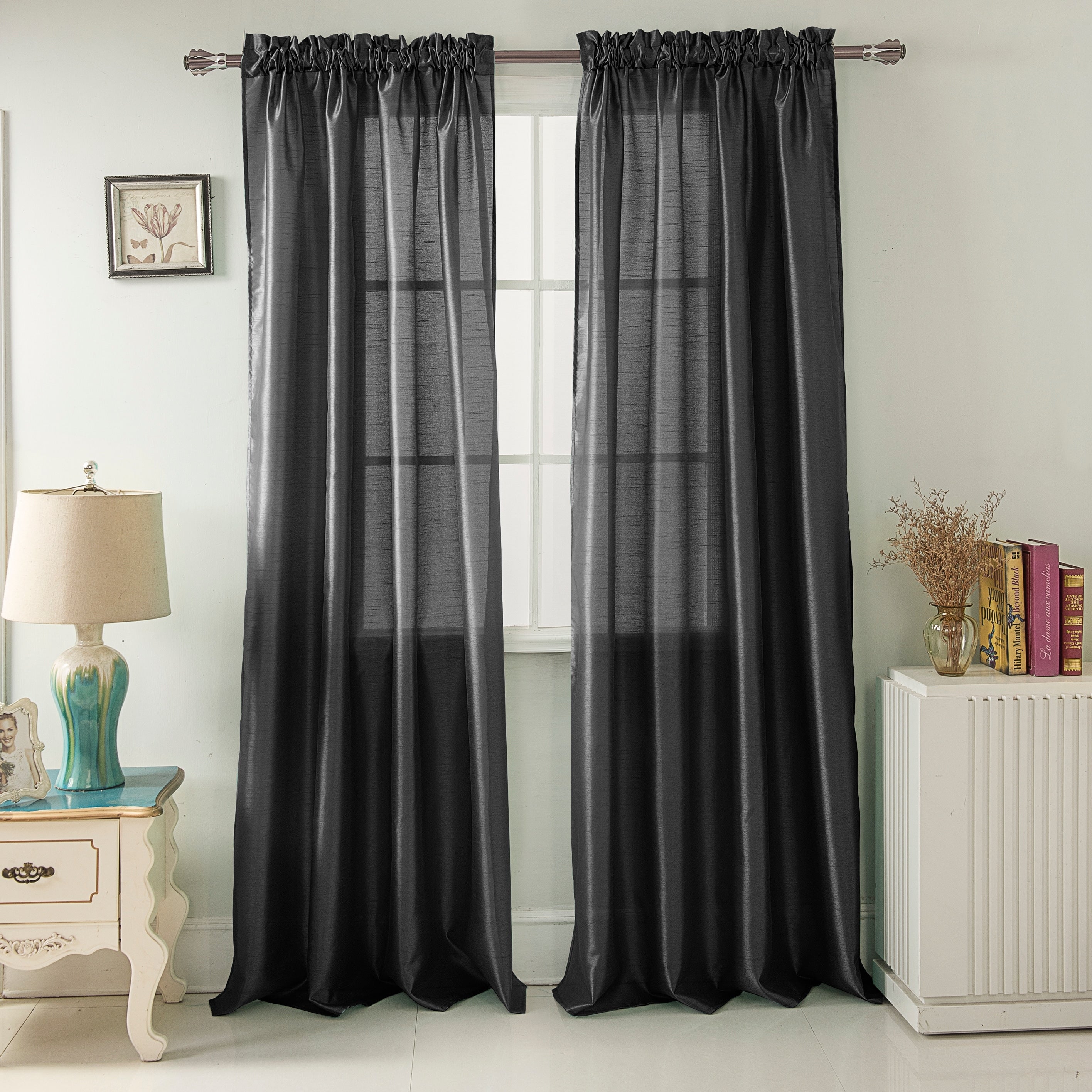 Porch & Den Eads Faux Silk 90-inch Rod Pocket Curtain Panel