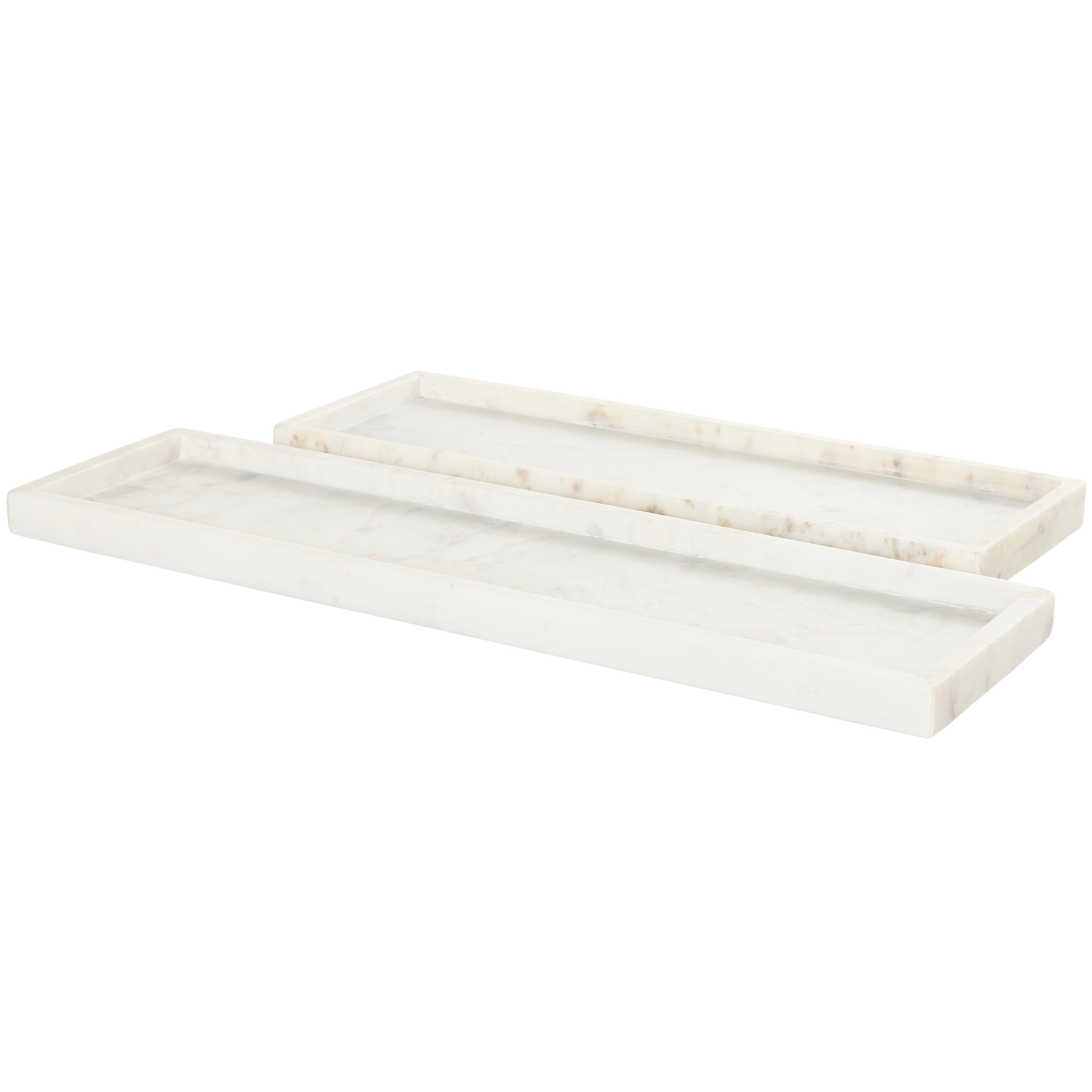 CosmoLiving by Cosmopolitan Marble Tray with Raised Border (Set of 2) - White, Black, Green